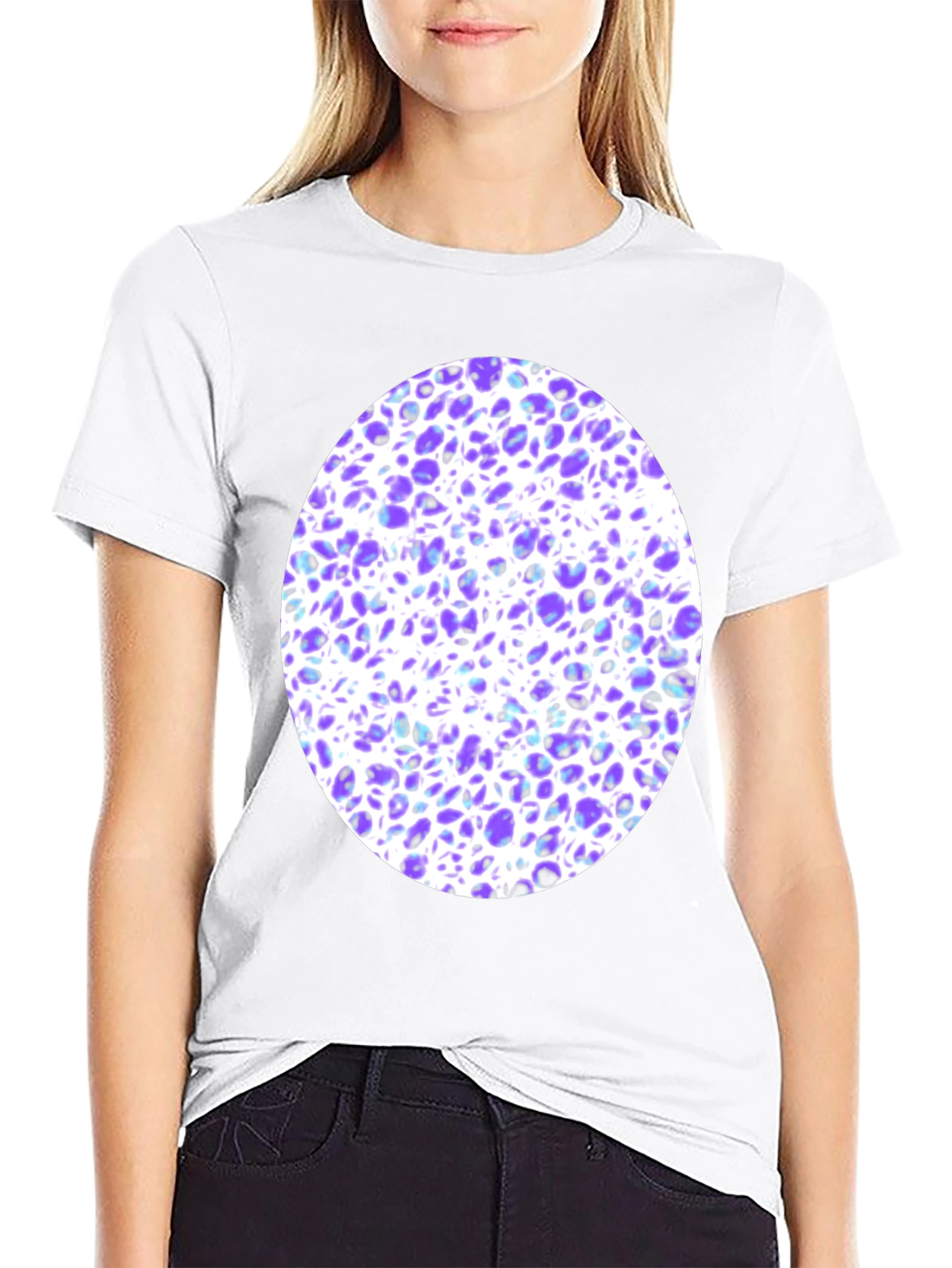 Abstract Purple & White Print T-Shirt