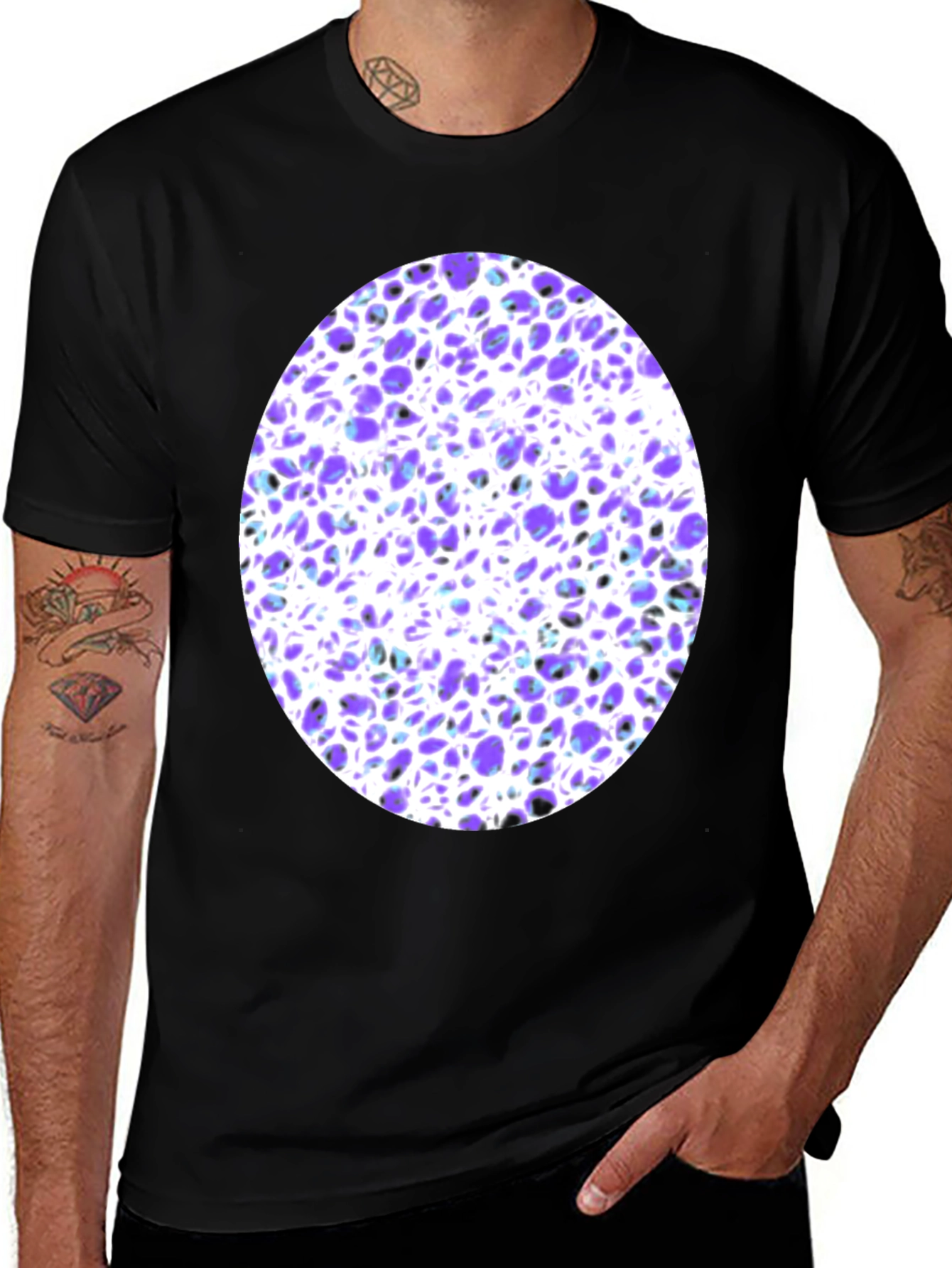 Abstract Purple & White Print T-Shirt