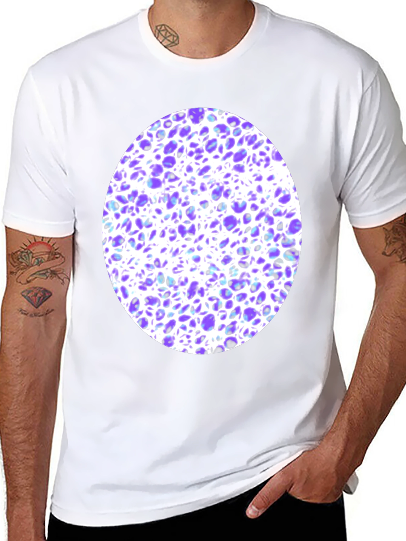 Abstract Purple & White Print T-Shirt