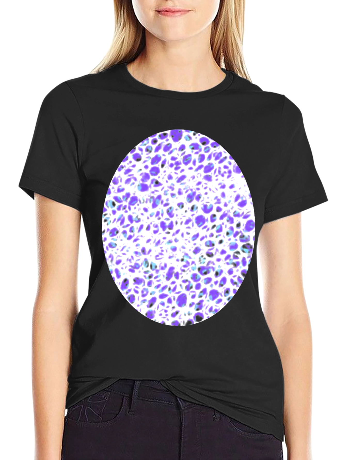 Abstract Purple & White Print T-Shirt