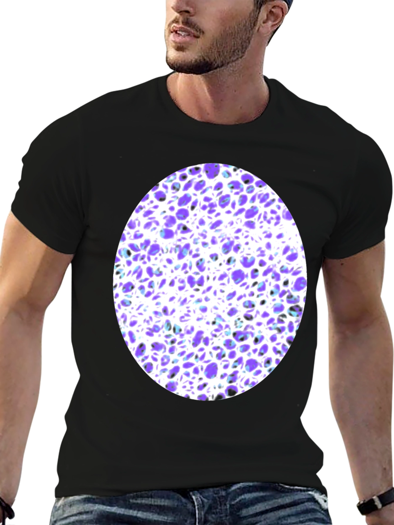 Abstract Purple & White Print T-Shirt