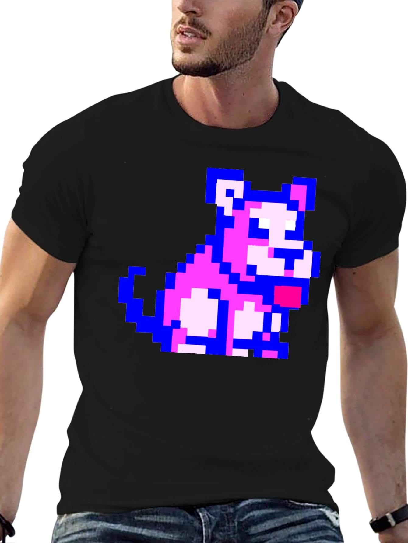 Pixel Dog Graphic Black T-Shirt