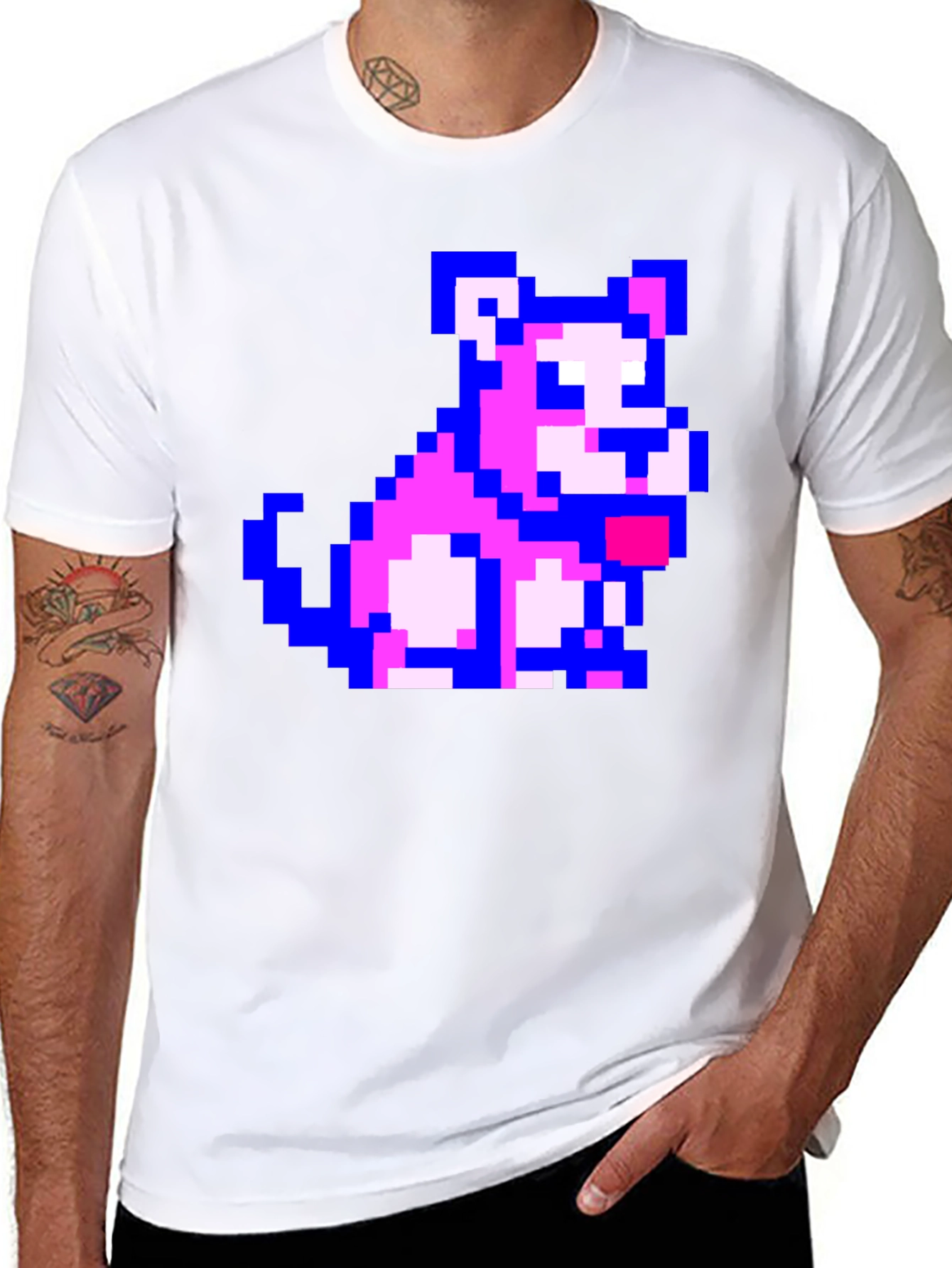 Pixel Dog Graphic Black T-Shirt