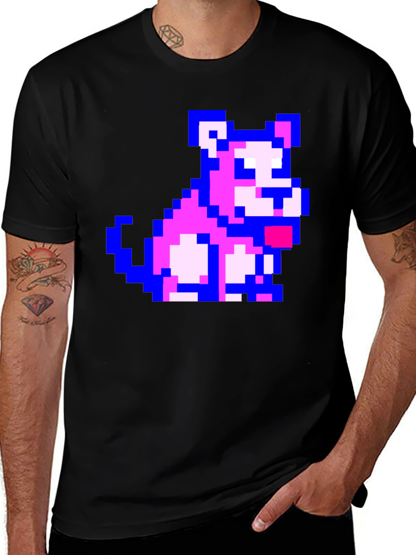 Pixel Dog Graphic Black T-Shirt