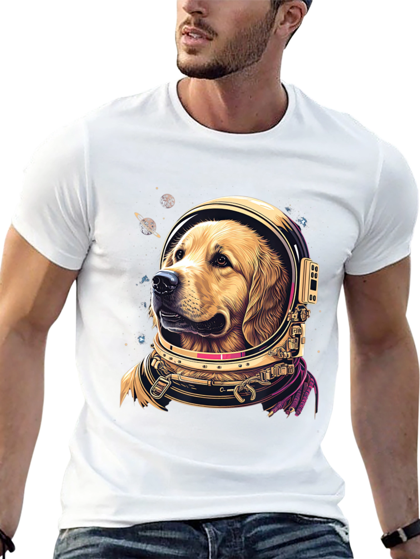 Astronaut Dog Graphic Tee - Space Pup T-Shirt
