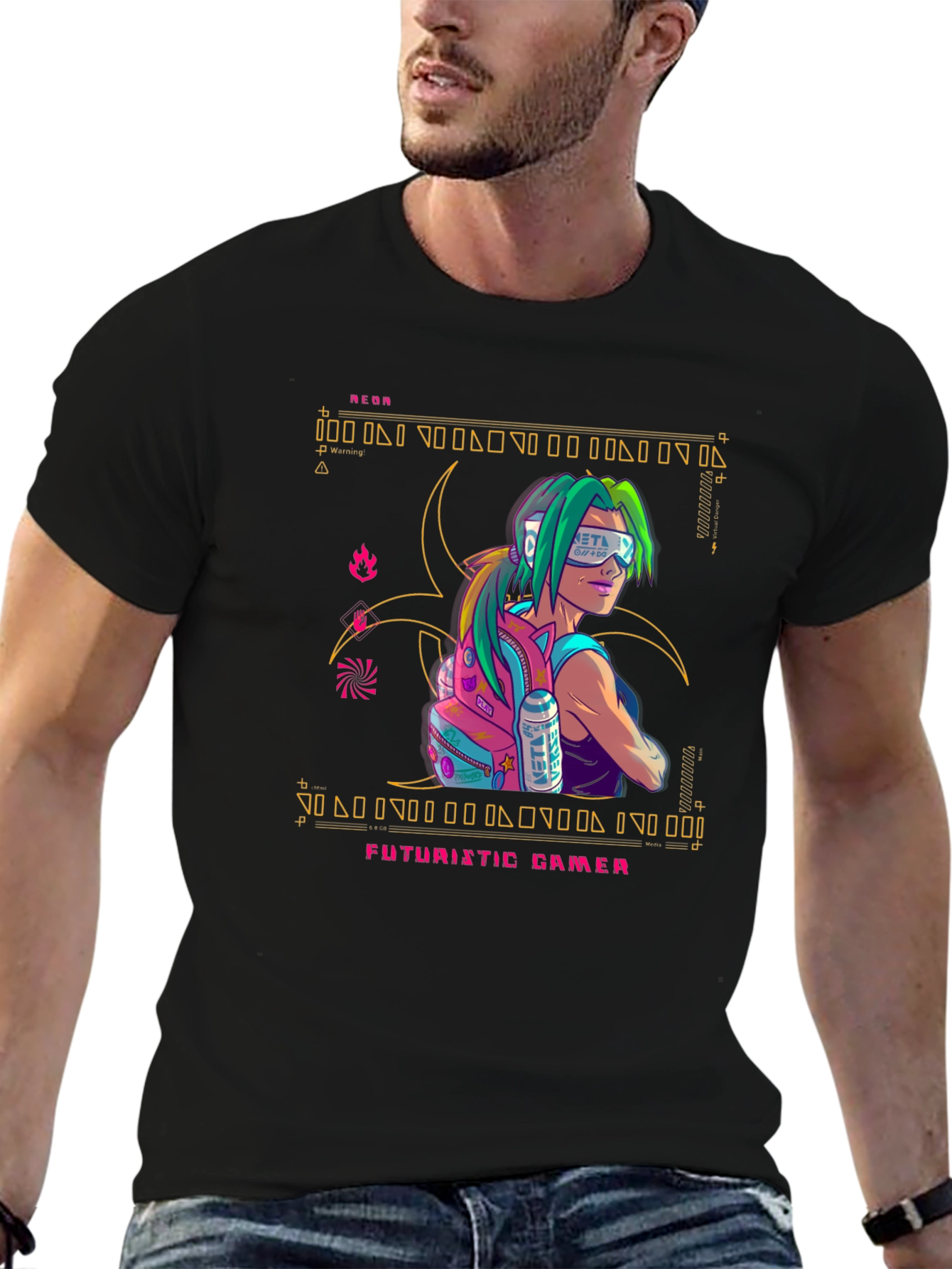 Futuristic Gamer Graphic Tee - Stylish & Unique Design