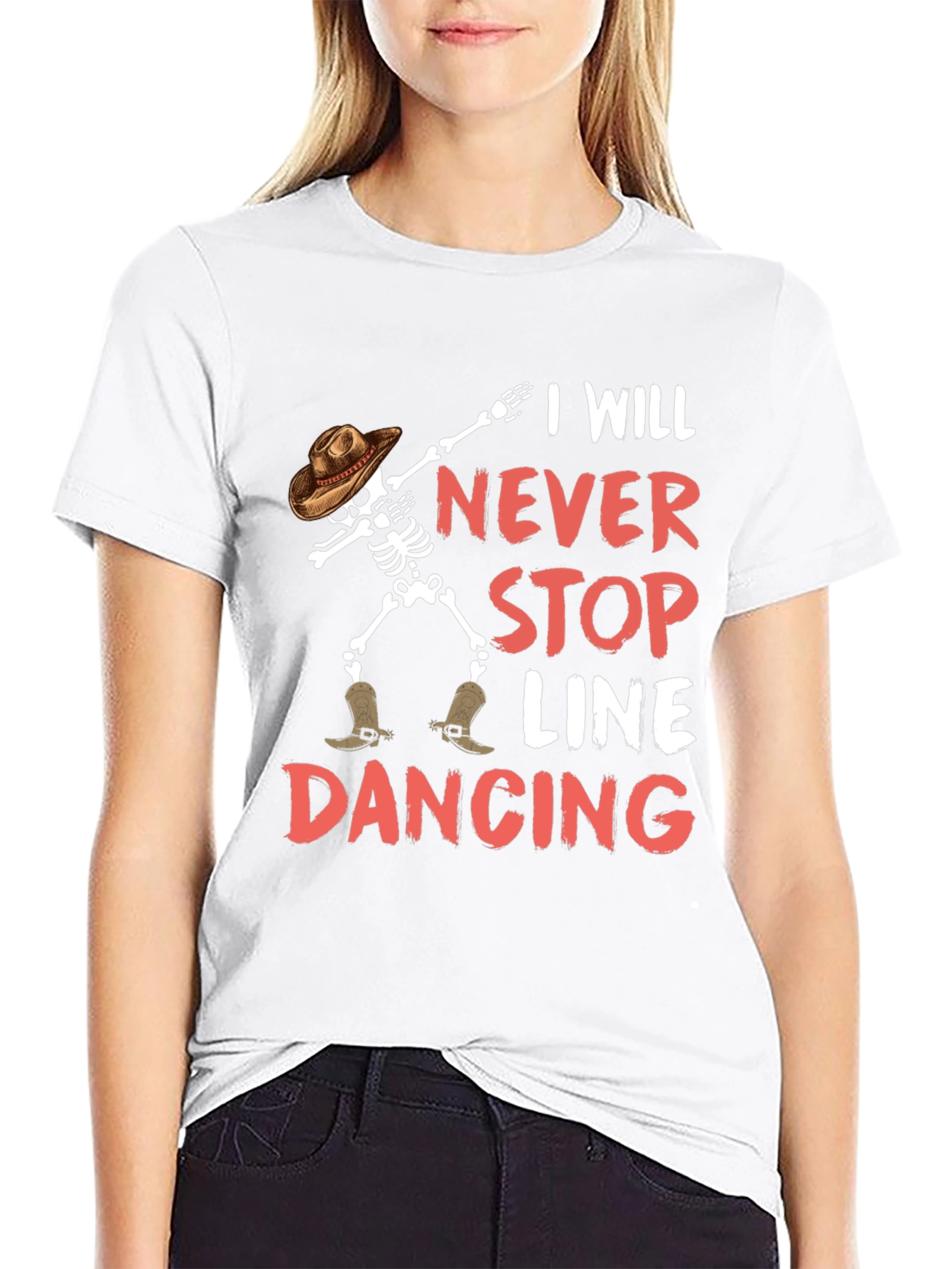 I Will Never Stop Line Dancing Skeleton Graphic Tee