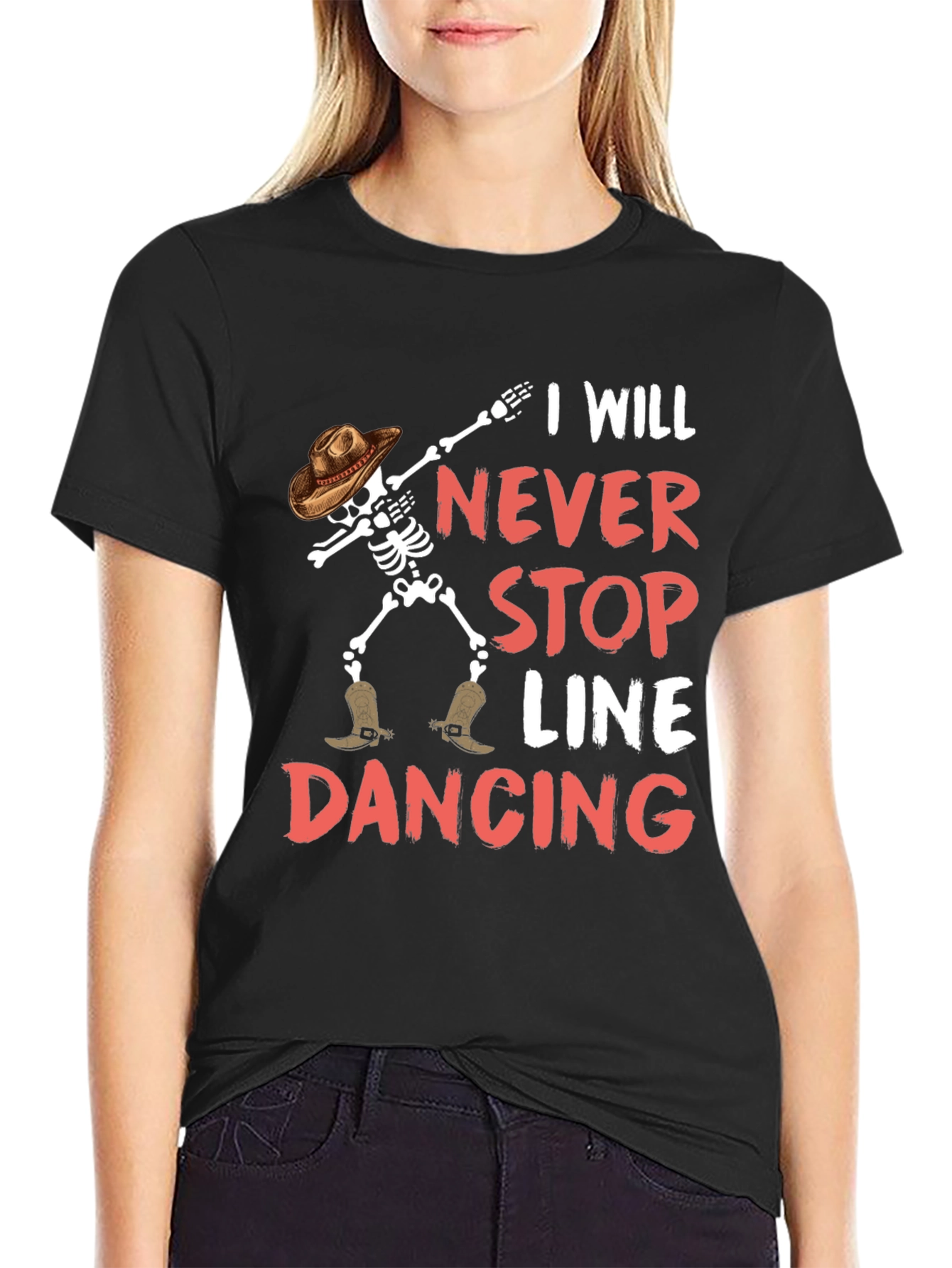 I Will Never Stop Line Dancing Skeleton Graphic Tee