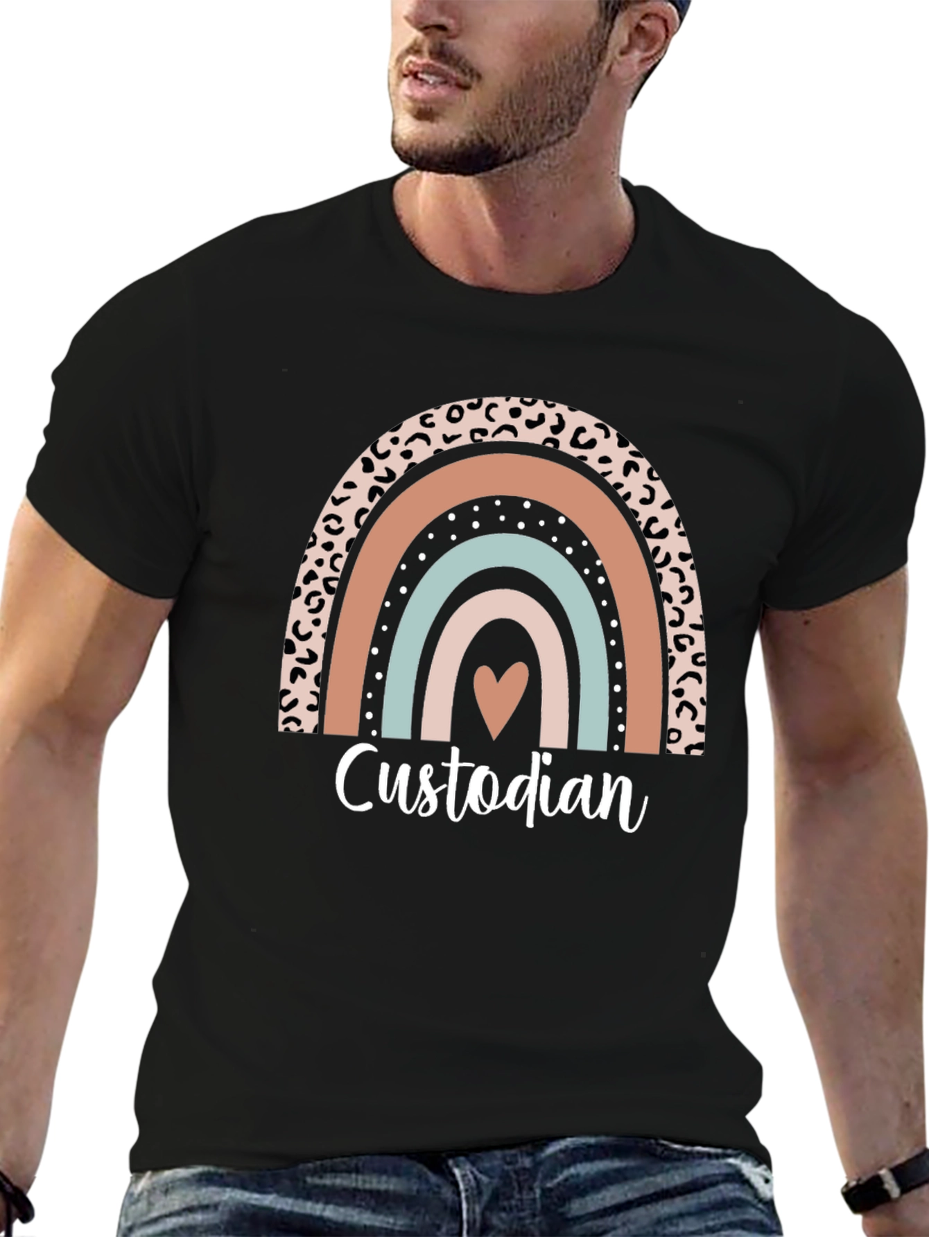 Custodian Rainbow Graphic T-Shirt - Heart Detail