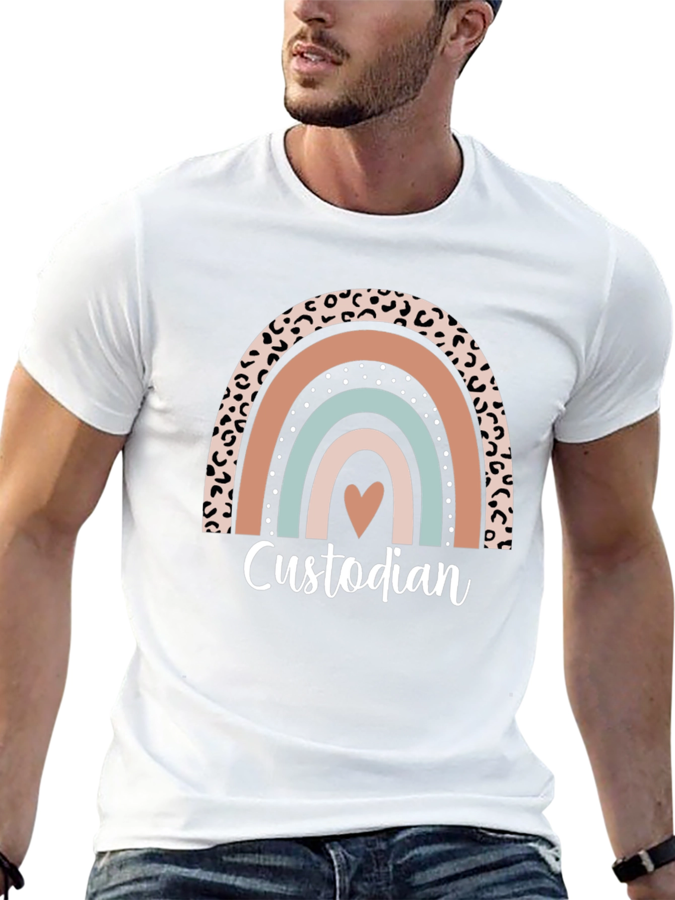 Custodian Rainbow Graphic T-Shirt - Heart Detail