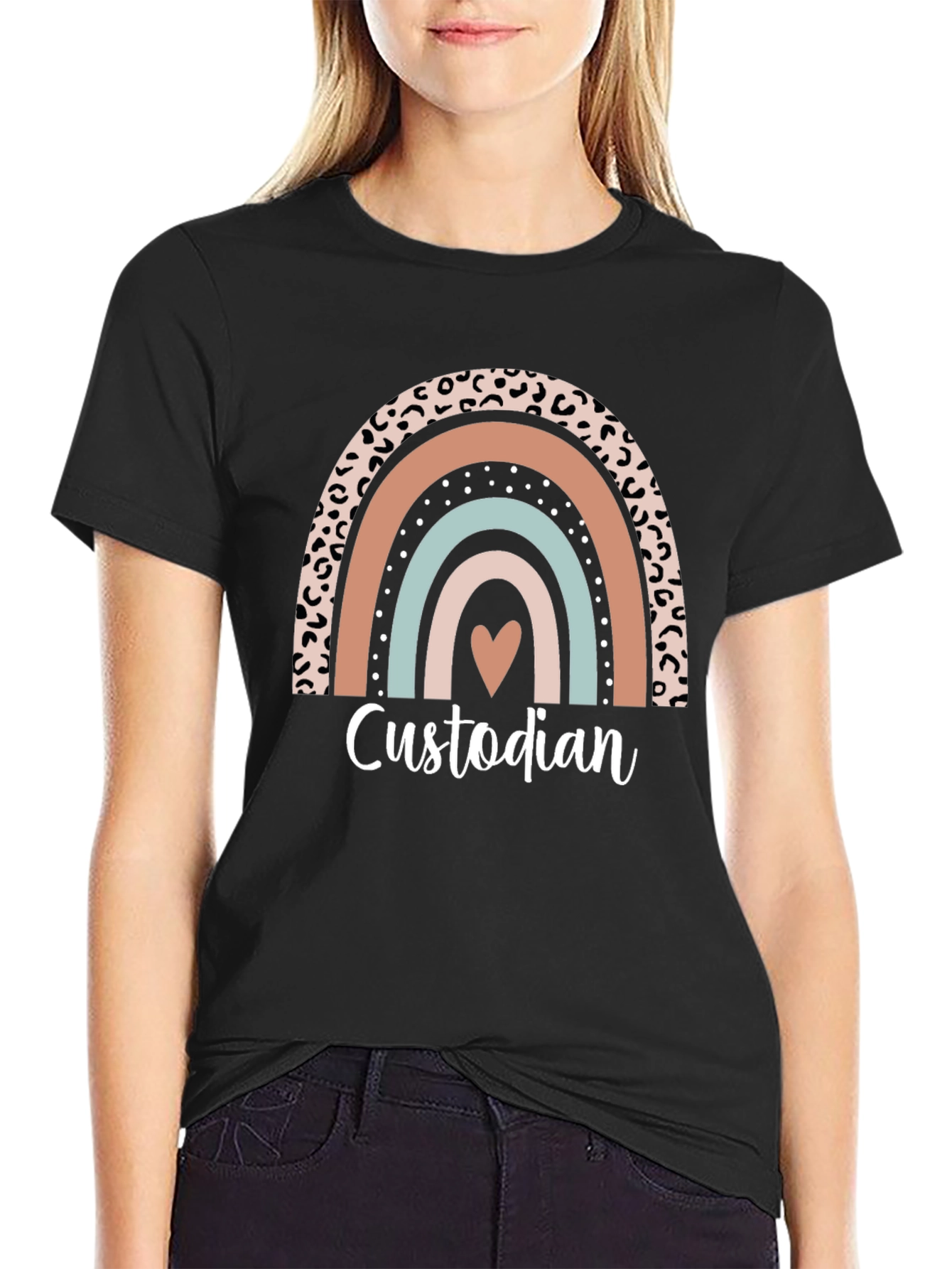 Custodian Rainbow Graphic T-Shirt - Heart Detail