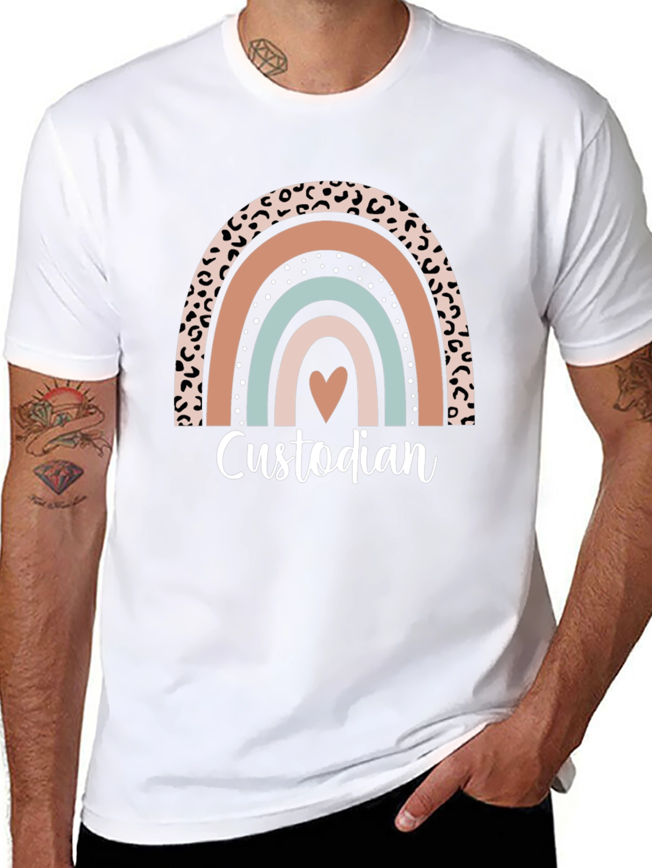 Custodian Rainbow Graphic T-Shirt - Heart Detail