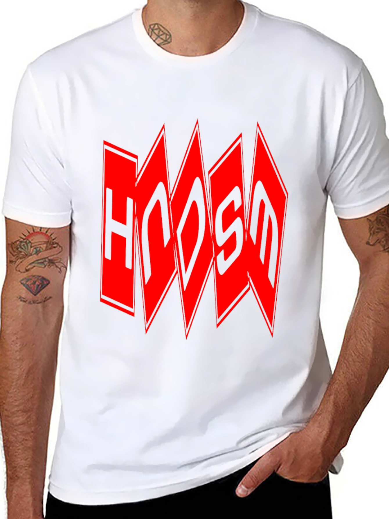 Edgy Red Logo Black T-Shirt