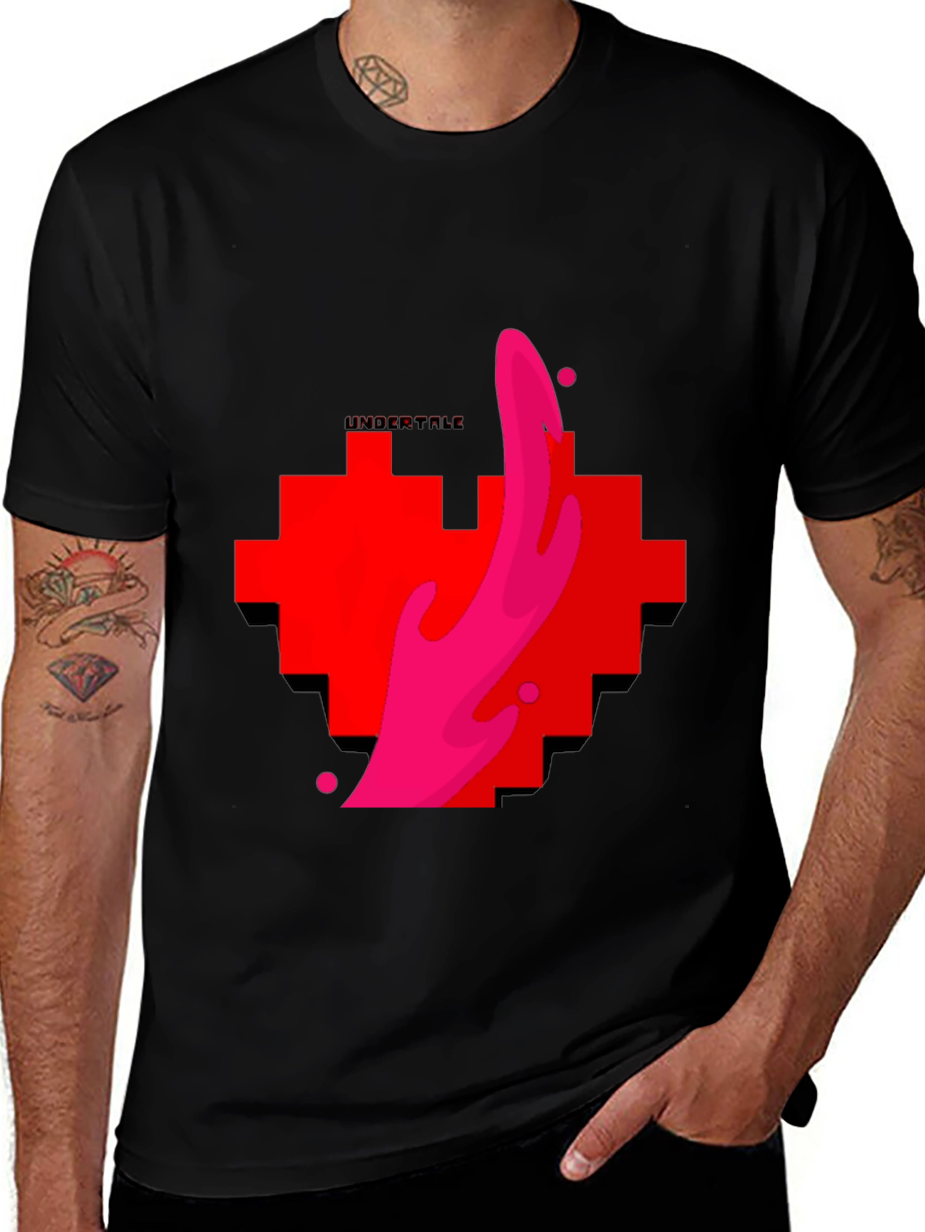 Undertale Heart Pixel Graphic Tee - Black