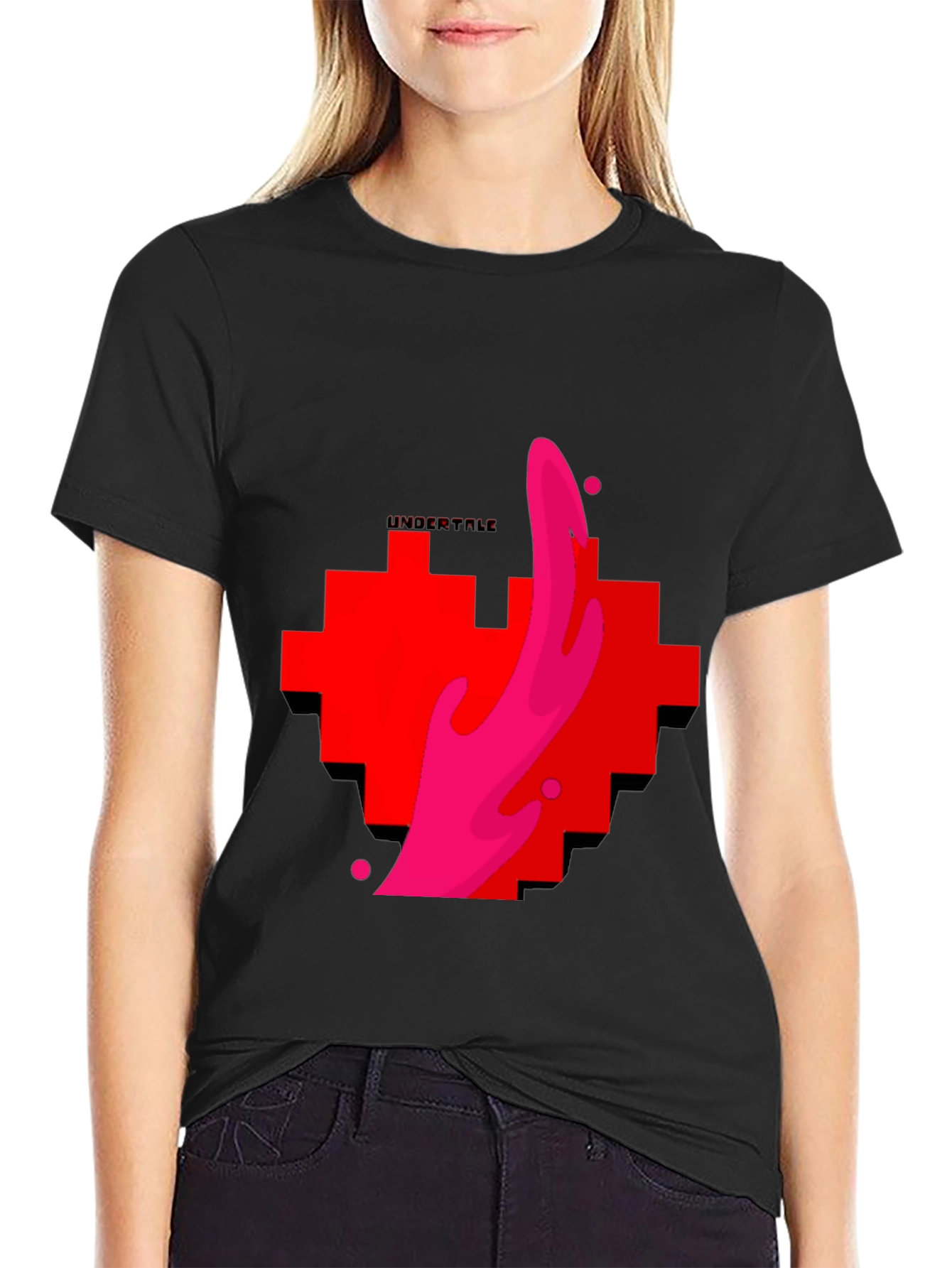 Undertale Heart Pixel Graphic Tee - Black