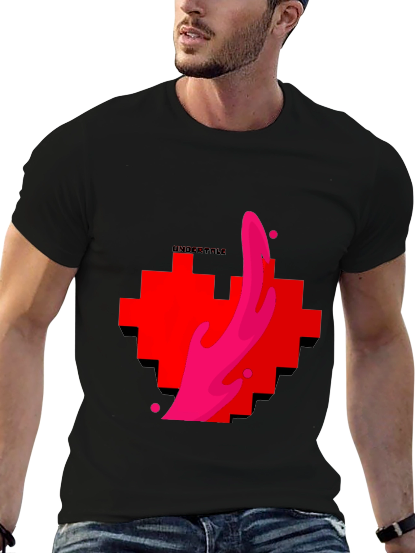 Undertale Heart Pixel Graphic Tee - Black