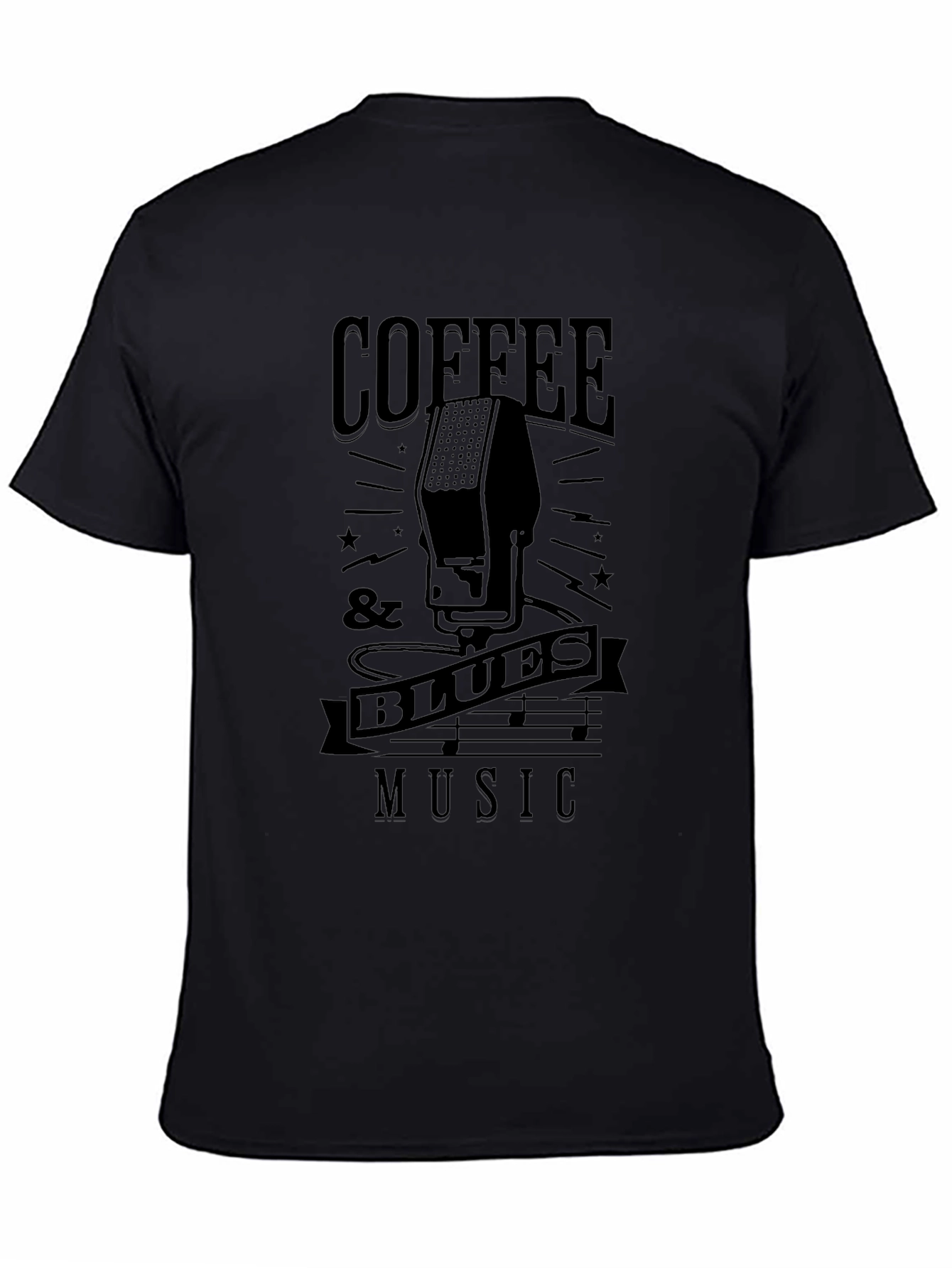 Coffee & Blues Music Graphic Black T-Shirt