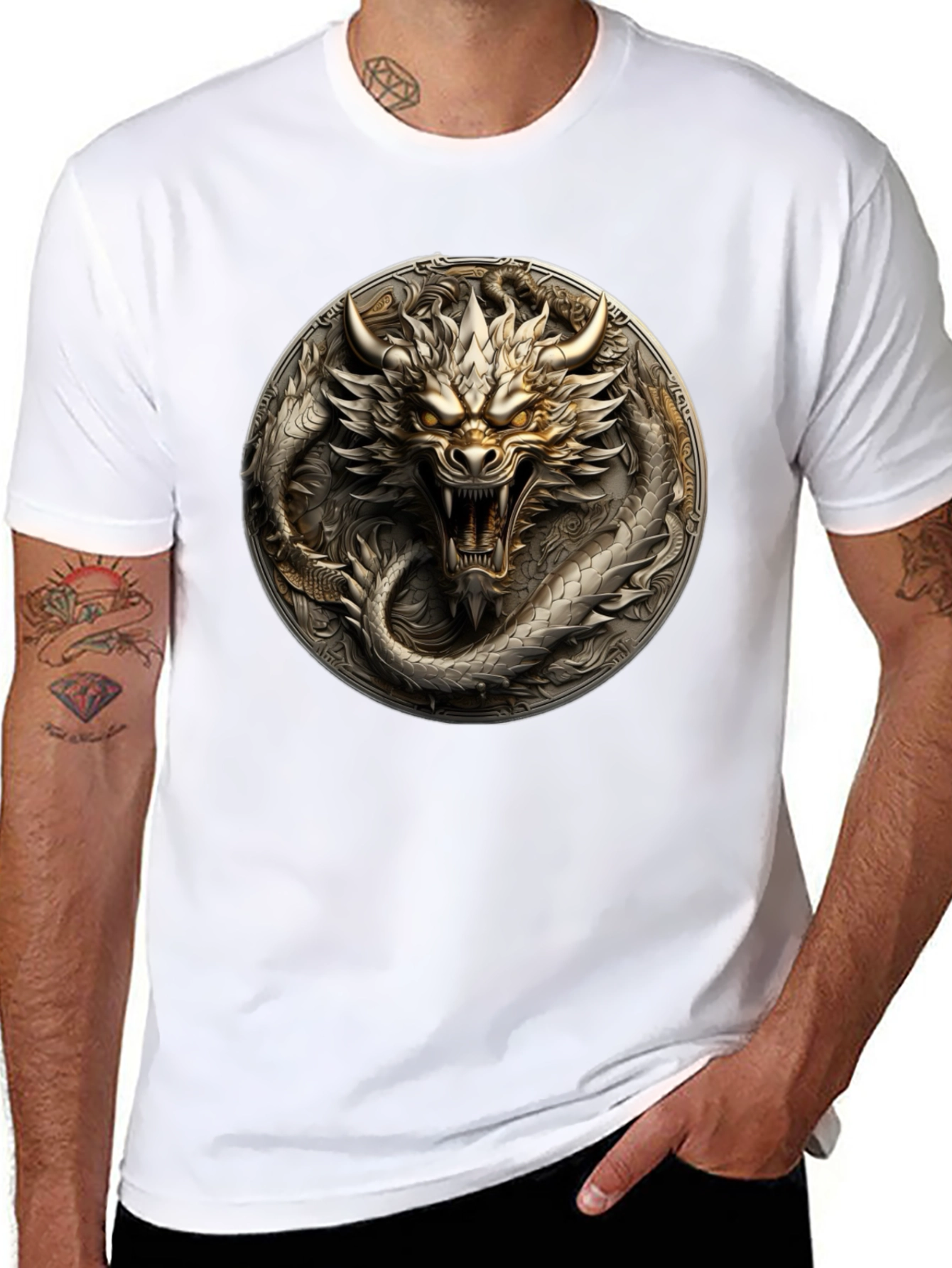 Dragon Emblem Graphic Tee - Black