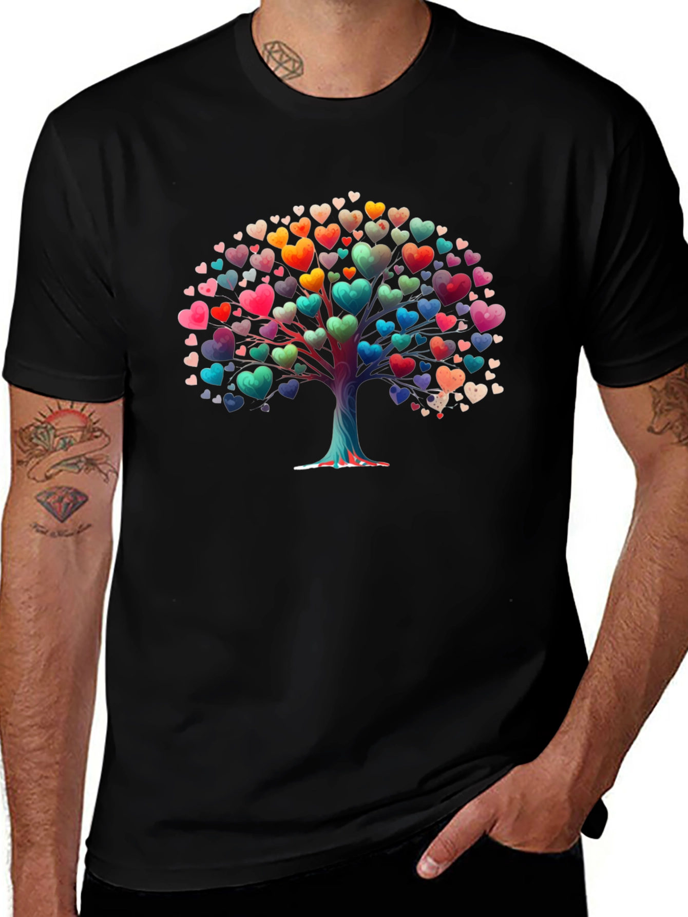 Heart Tree Graphic T-Shirt - Black Cotton Tee
