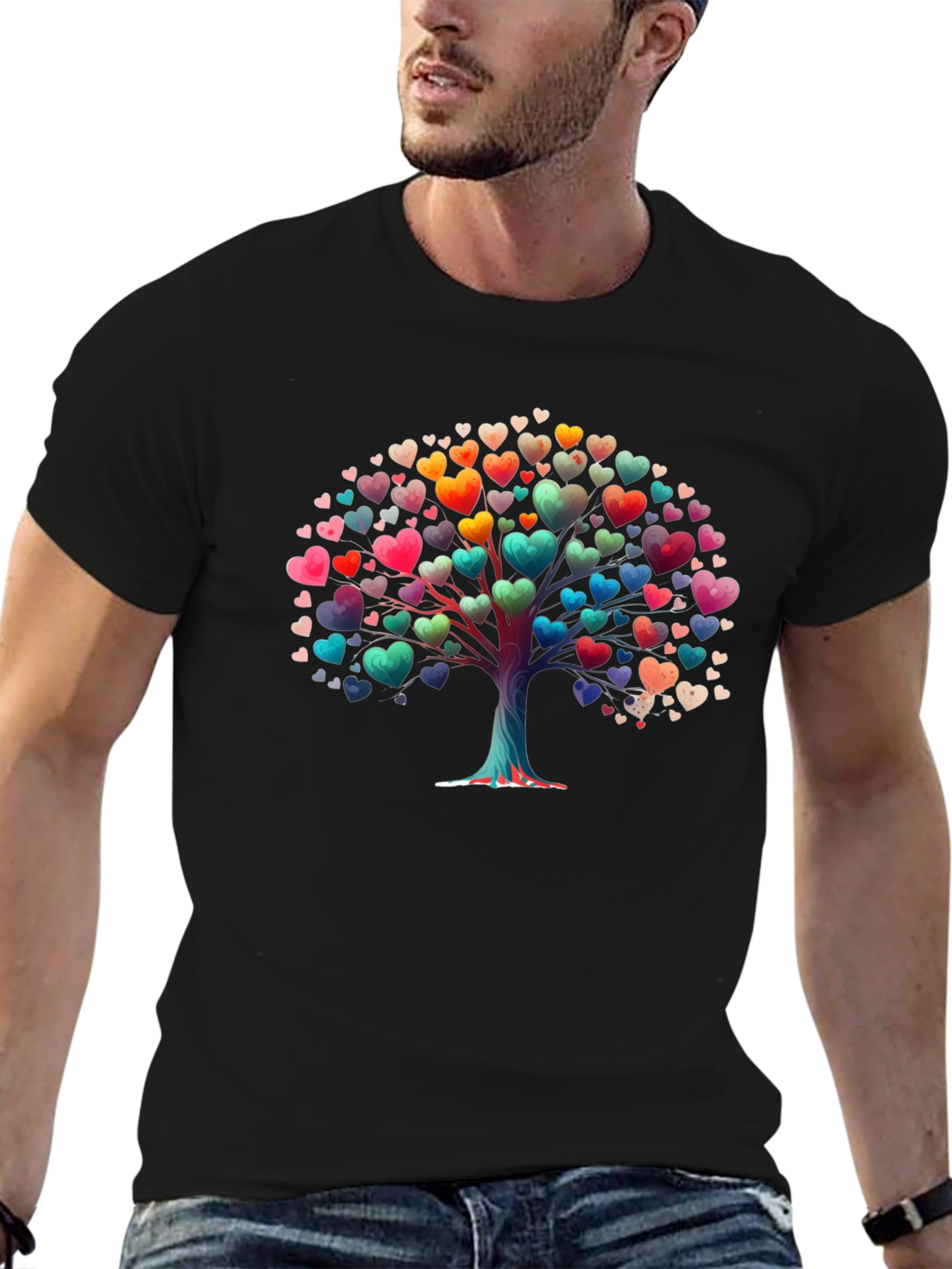 Heart Tree Graphic T-Shirt - Black Cotton Tee