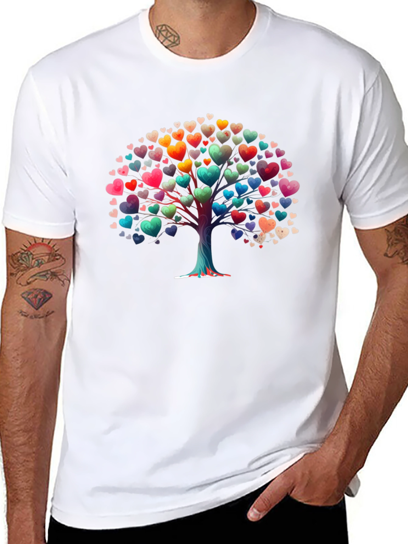 Heart Tree Graphic T-Shirt - Black Cotton Tee