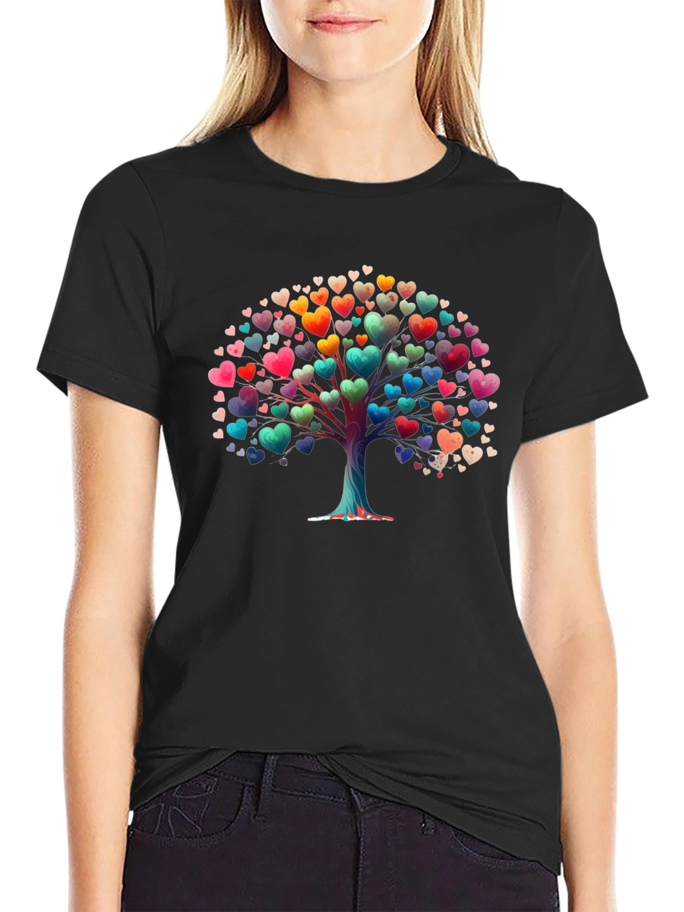 Heart Tree Graphic T-Shirt - Black Cotton Tee