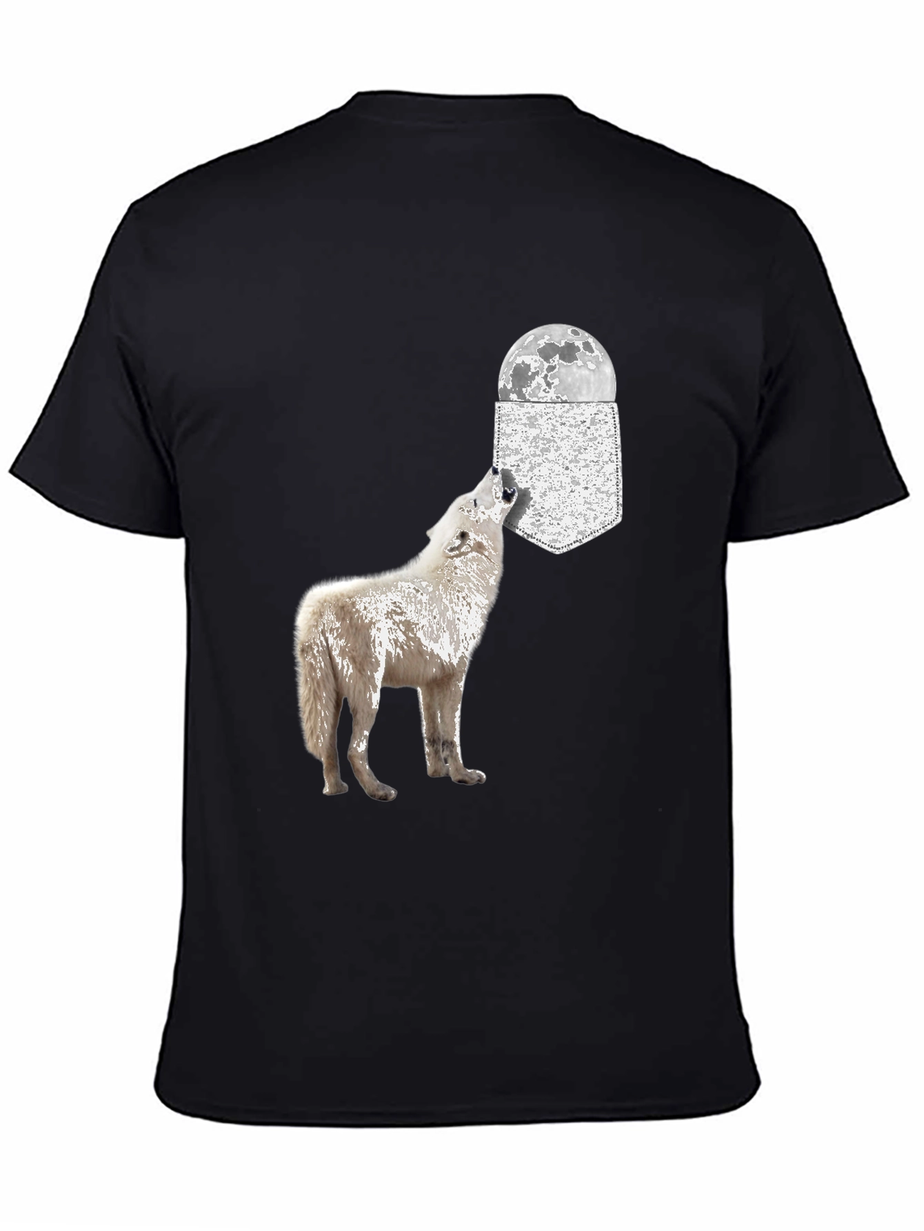 Wolf Howling at Moon Pocket T-Shirt