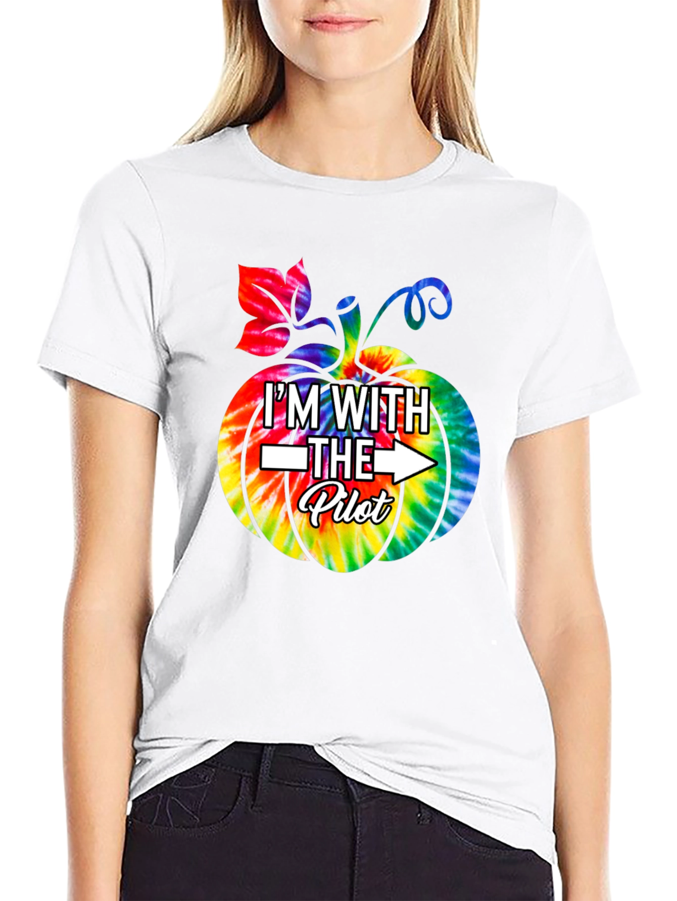 Im With The Pilot Tie-Dye Pumpkin Halloween T-Shirt
