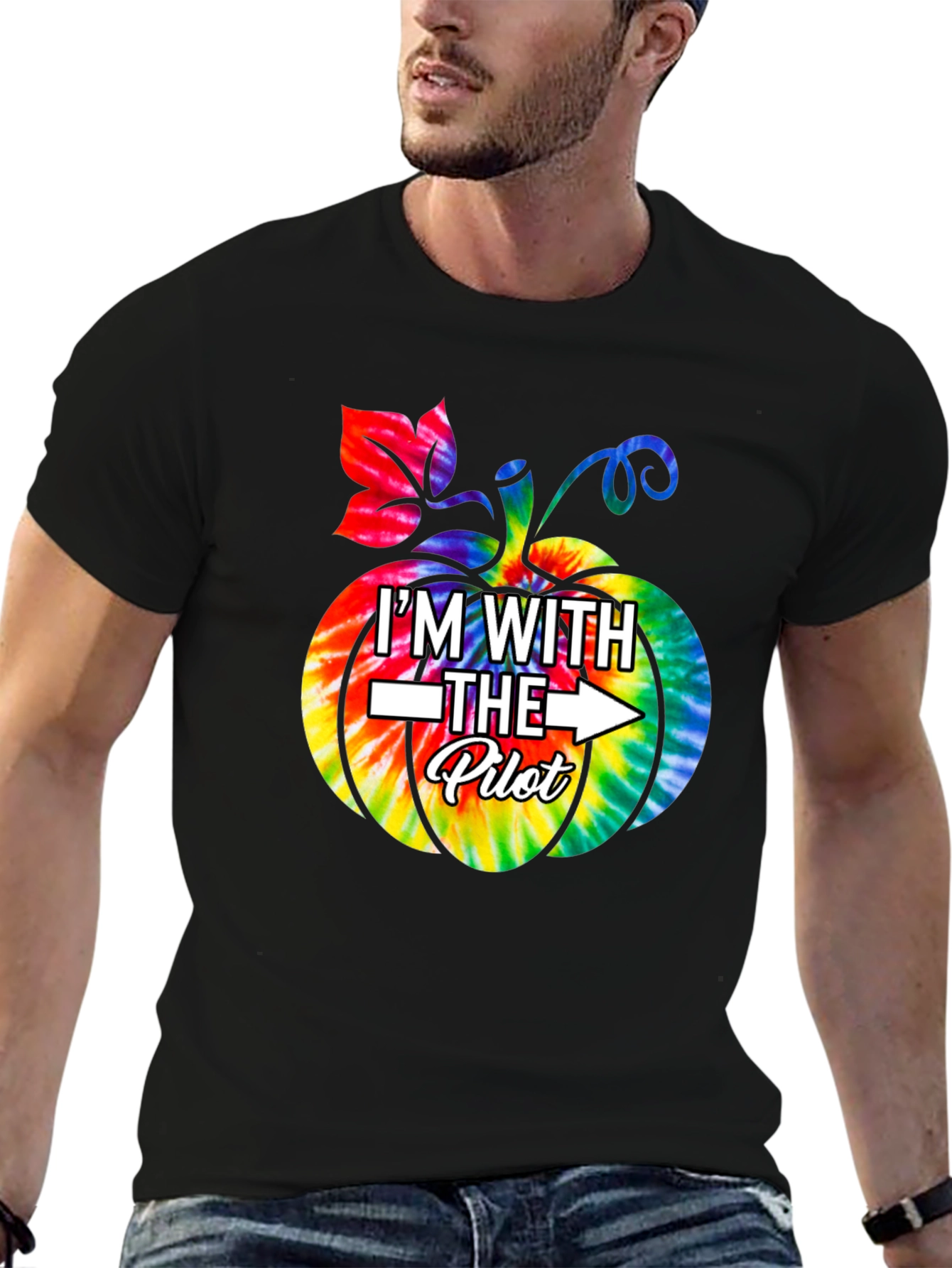 Im With The Pilot Tie-Dye Pumpkin Halloween T-Shirt