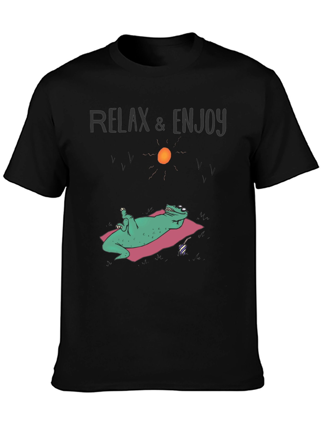 Relax & Enjoy T-Shirt - Funny Lizard Sunbathing Design