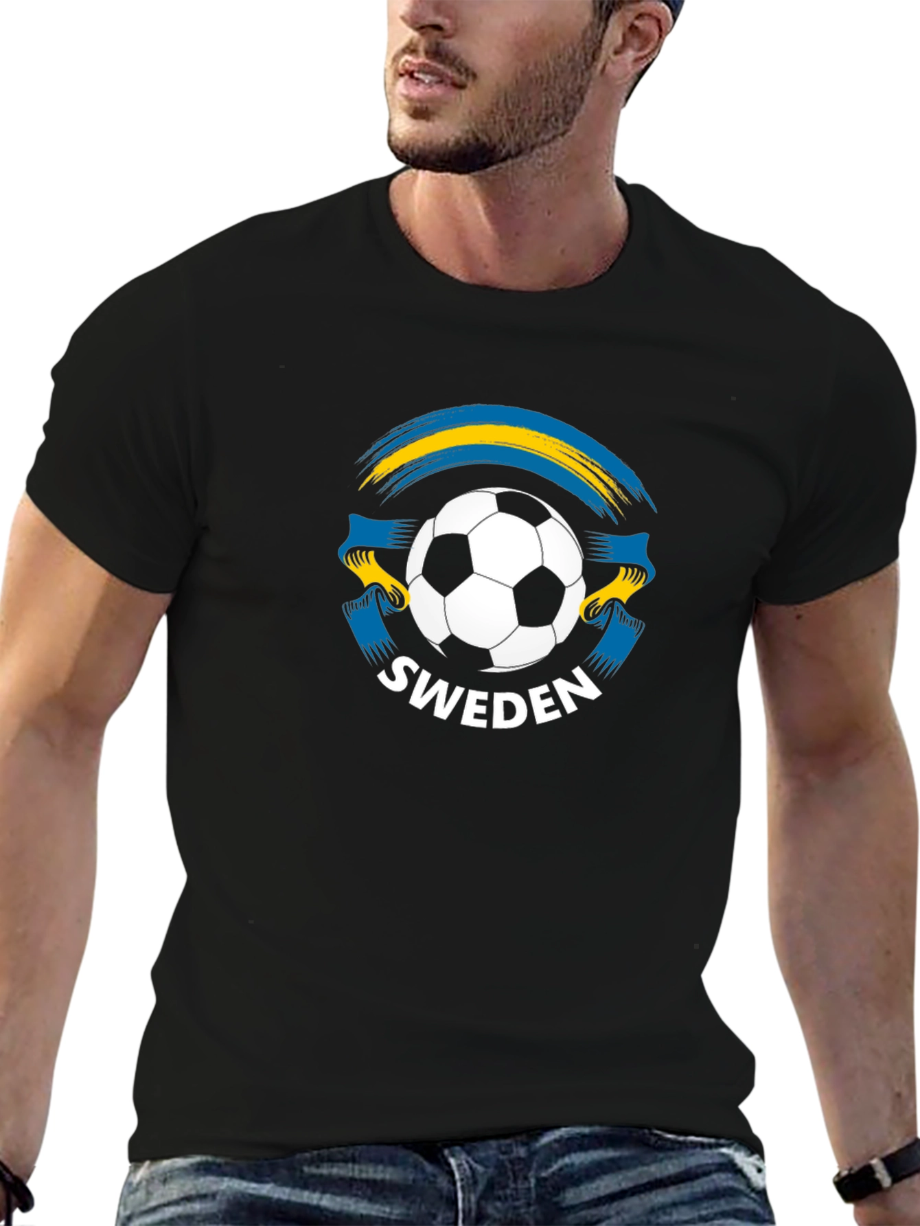 Sweden Soccer T-Shirt - Black Football Fan Apparel