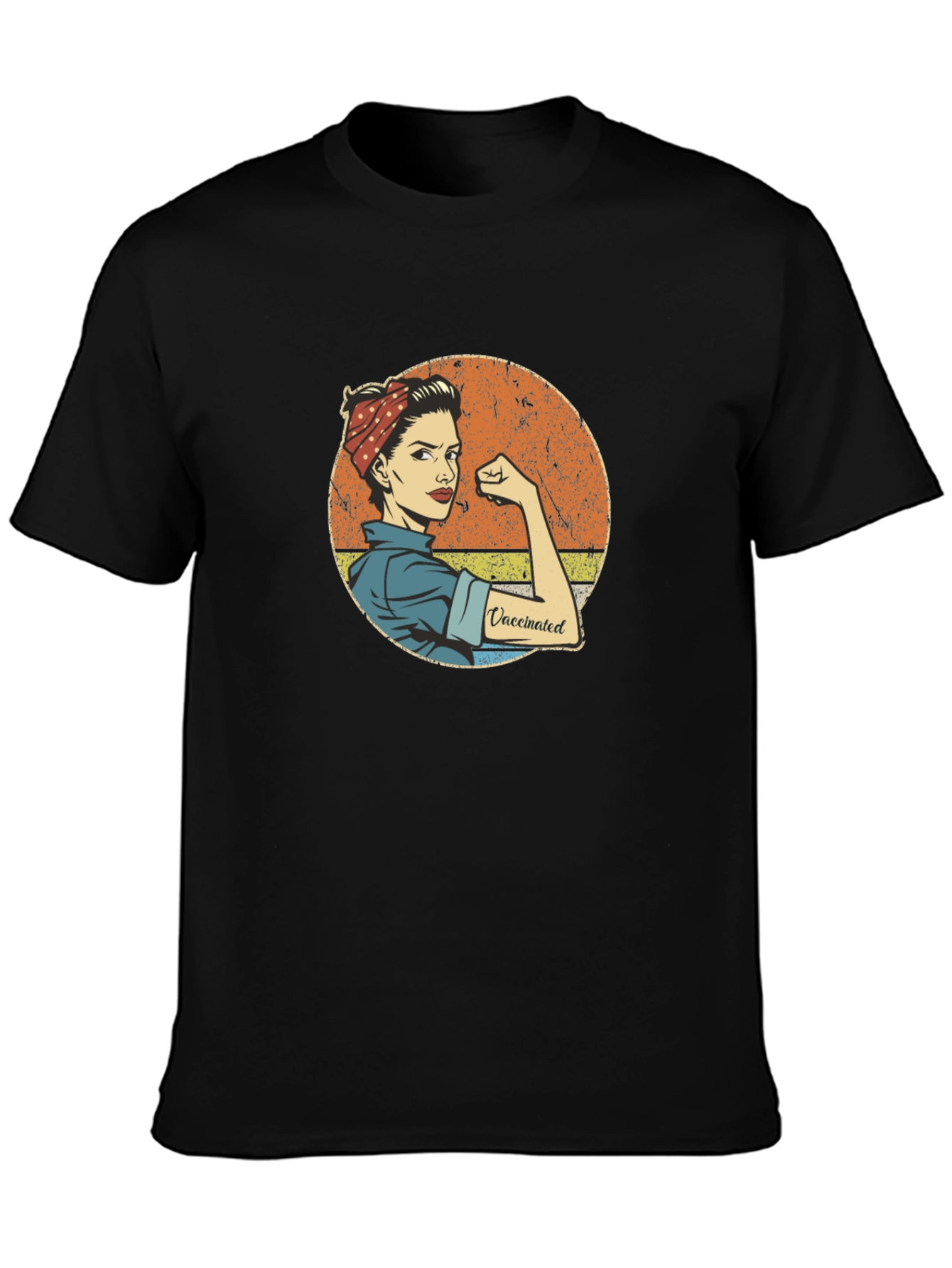 Vaccinated Rosie the Riveter Black T-Shirt