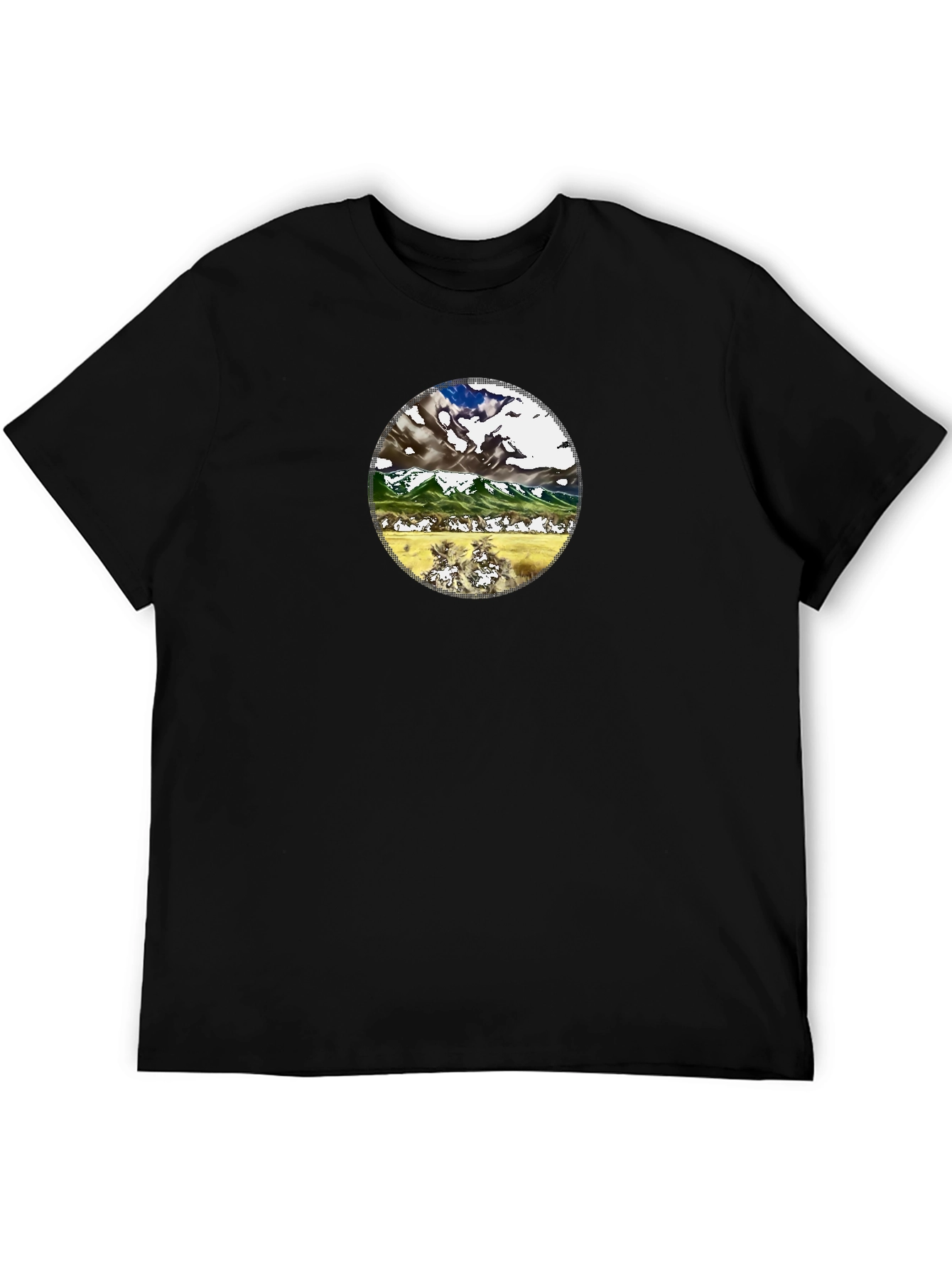 Mountain Landscape Graphic Tee - Black