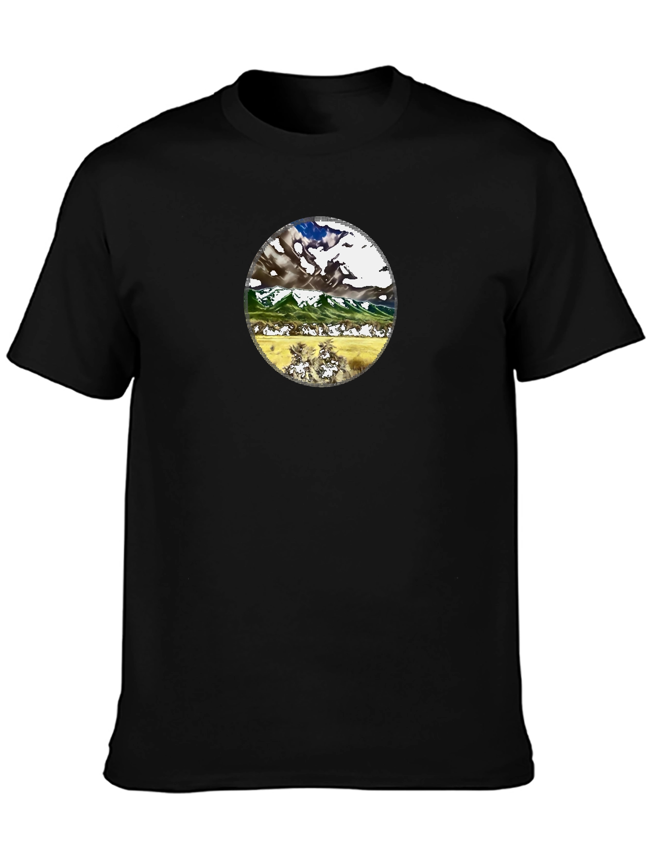 Mountain Landscape Graphic Tee - Black