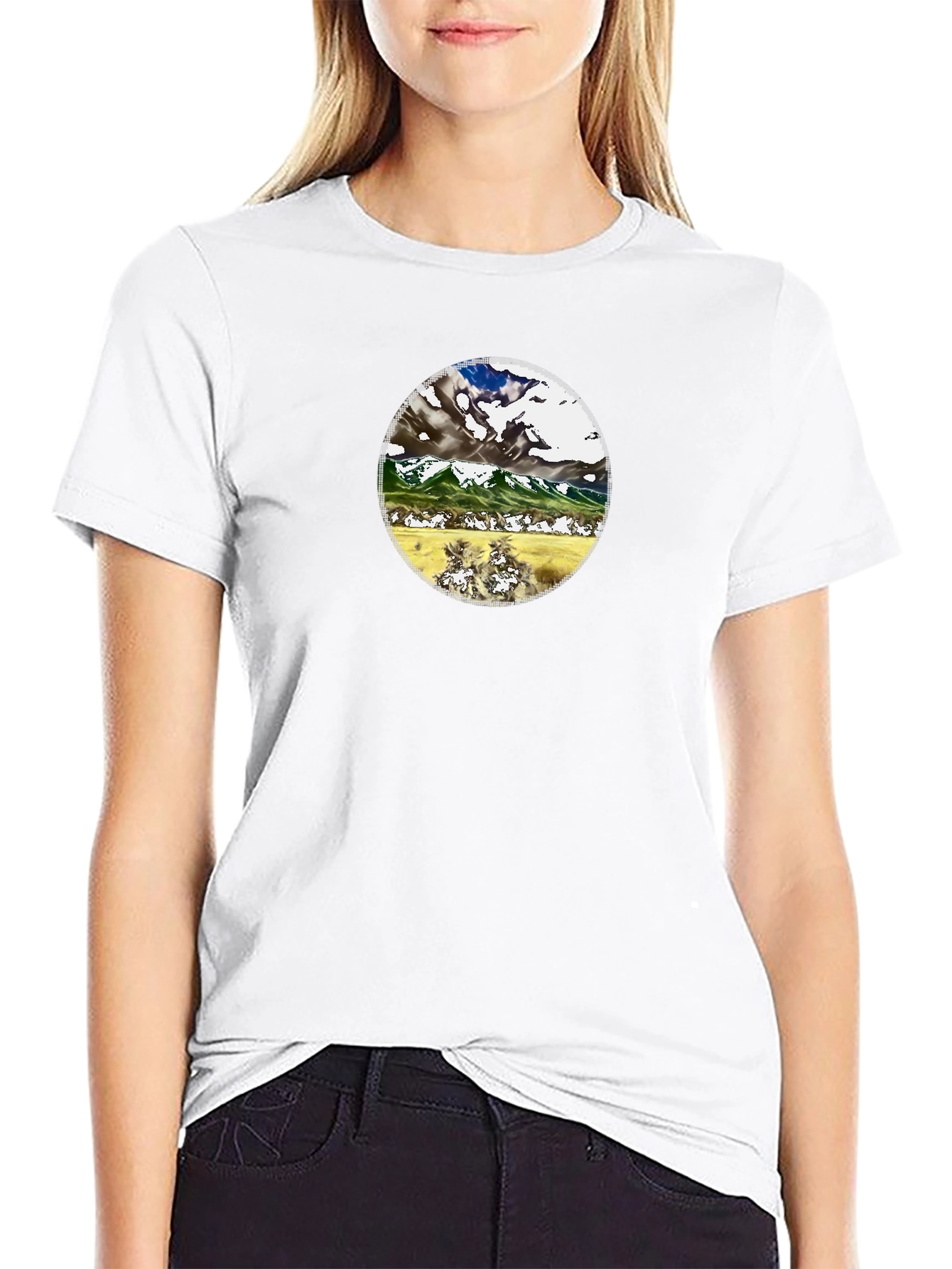 Mountain Landscape Graphic Tee - Black