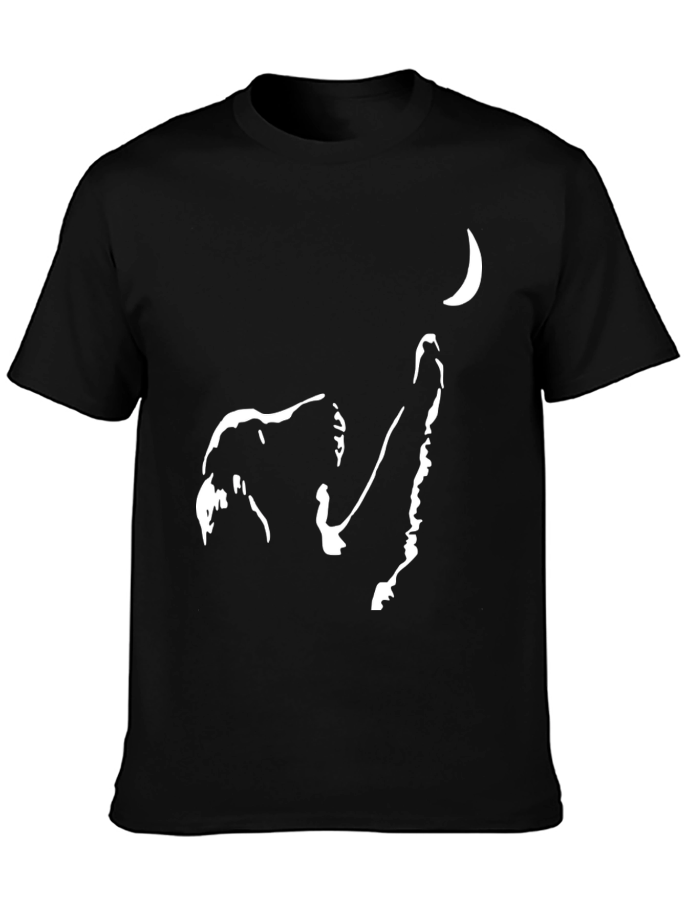 Abstract Wolf Moon Graphic Tee - Black