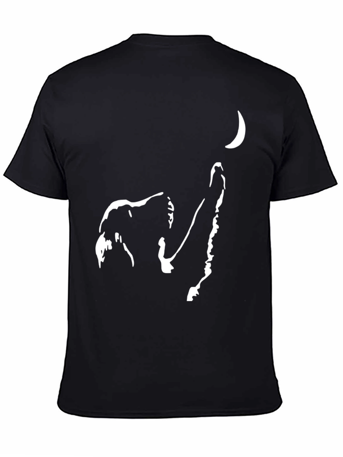 Abstract Wolf Moon Graphic Tee - Black