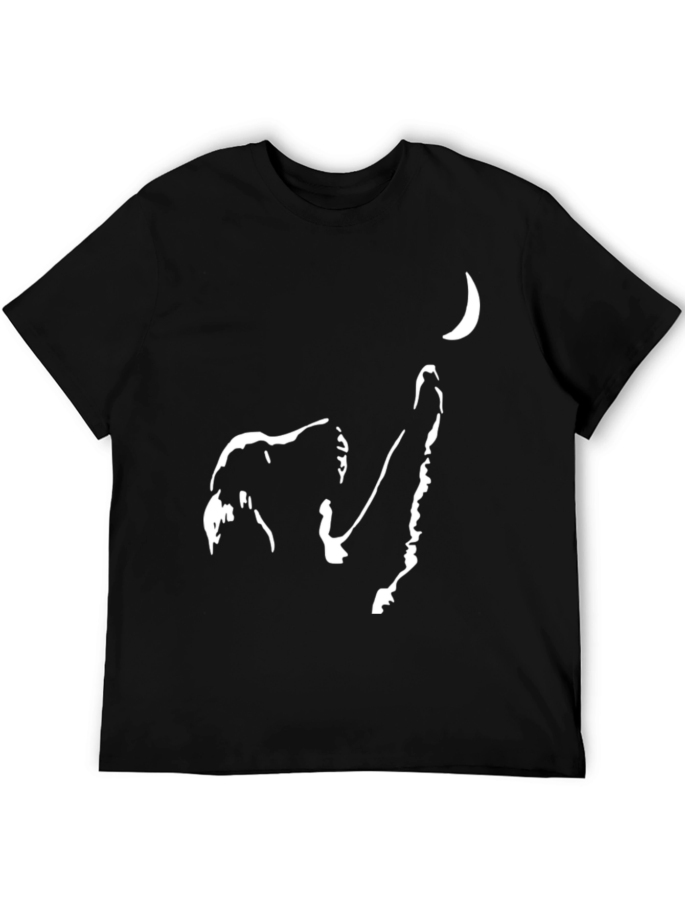 Abstract Wolf Moon Graphic Tee - Black