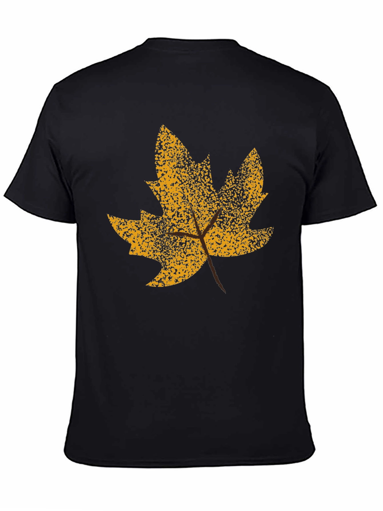 Fall Leaf Graphic Tee - Black Cotton T-Shirt