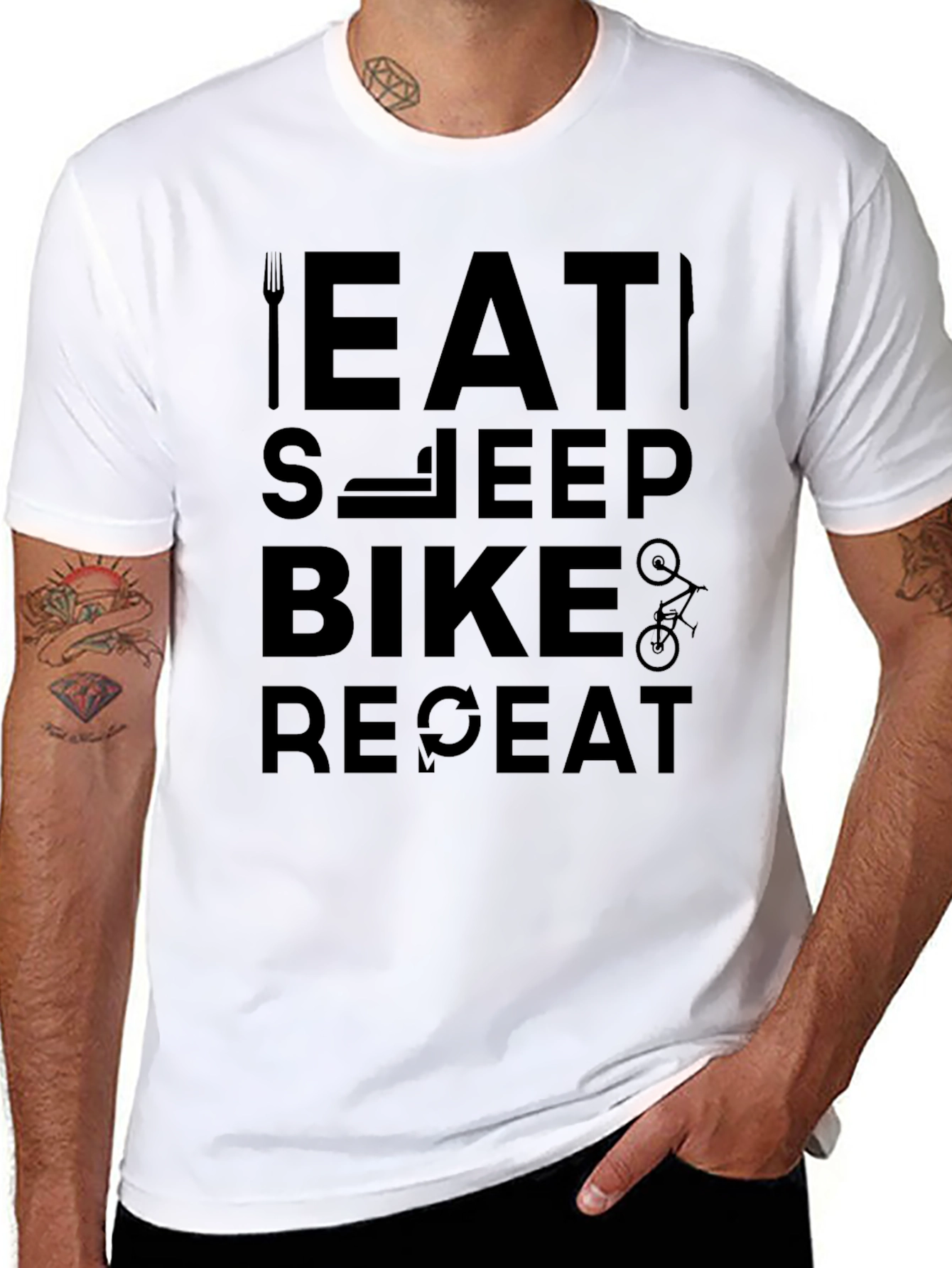 Eat Sleep Bike Repeat Black Graphic Tee