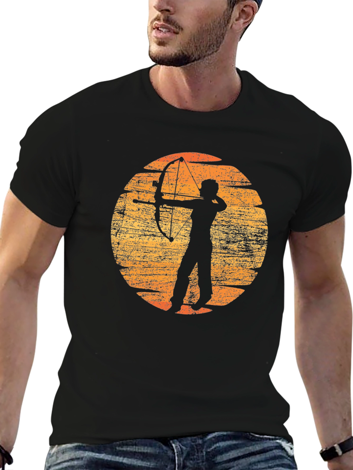 Archery Silhouette Graphic T-Shirt - Black