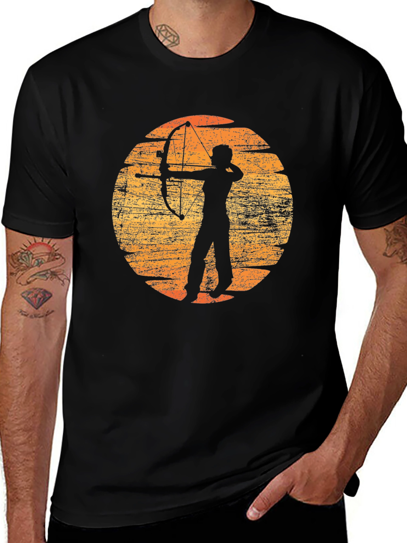 Archery Silhouette Graphic T-Shirt - Black