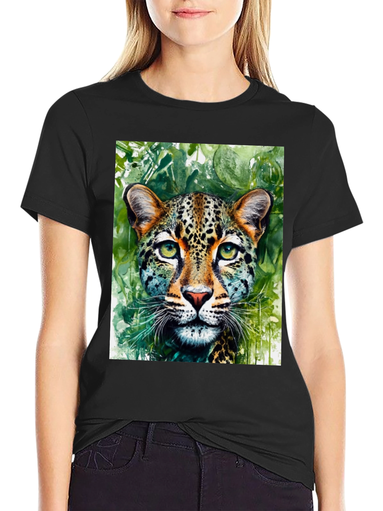 Leopard Watercolor Graphic T-Shirt