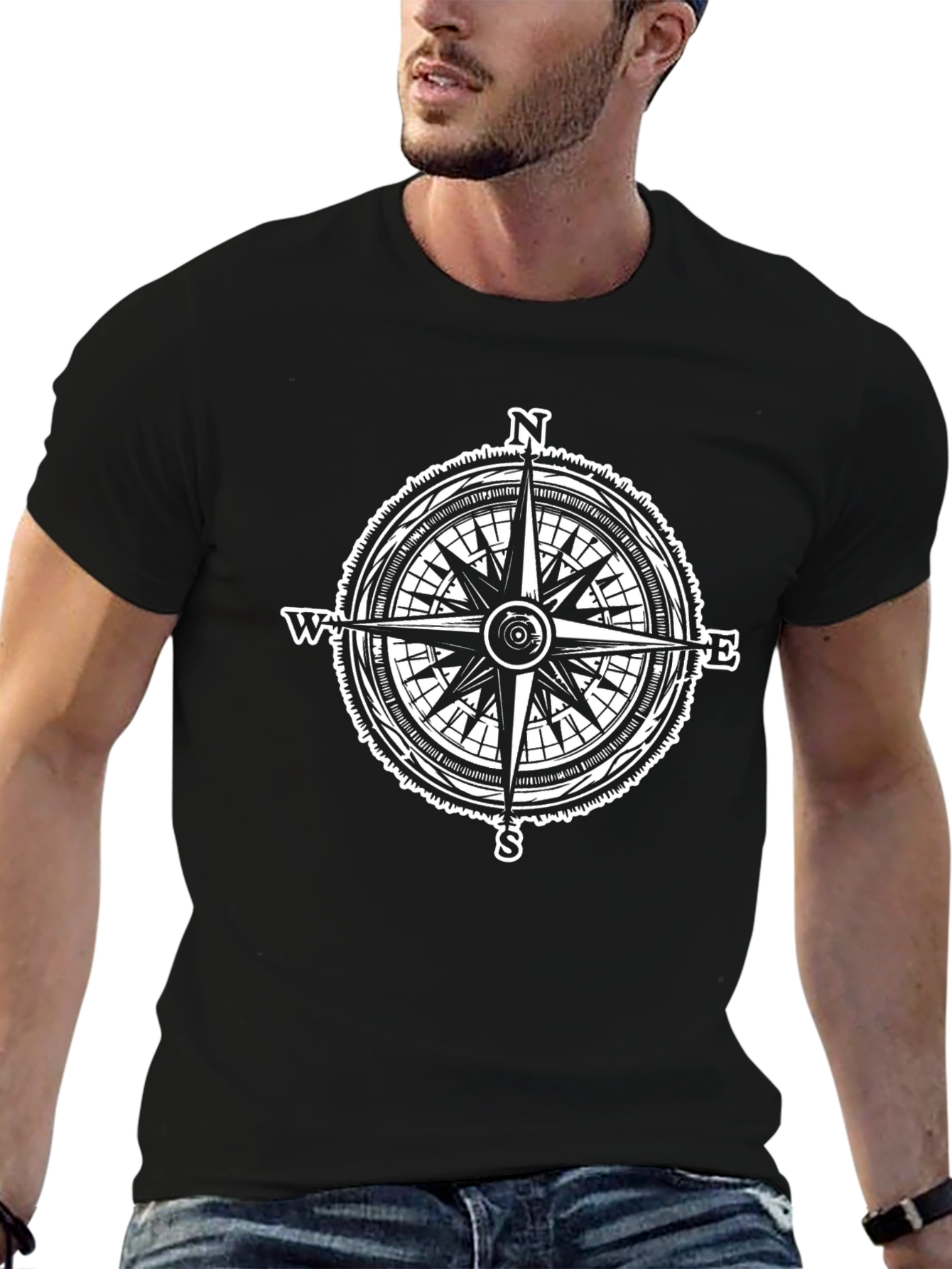 Compass Rose Graphic Tee - Black Unisex T-Shirt