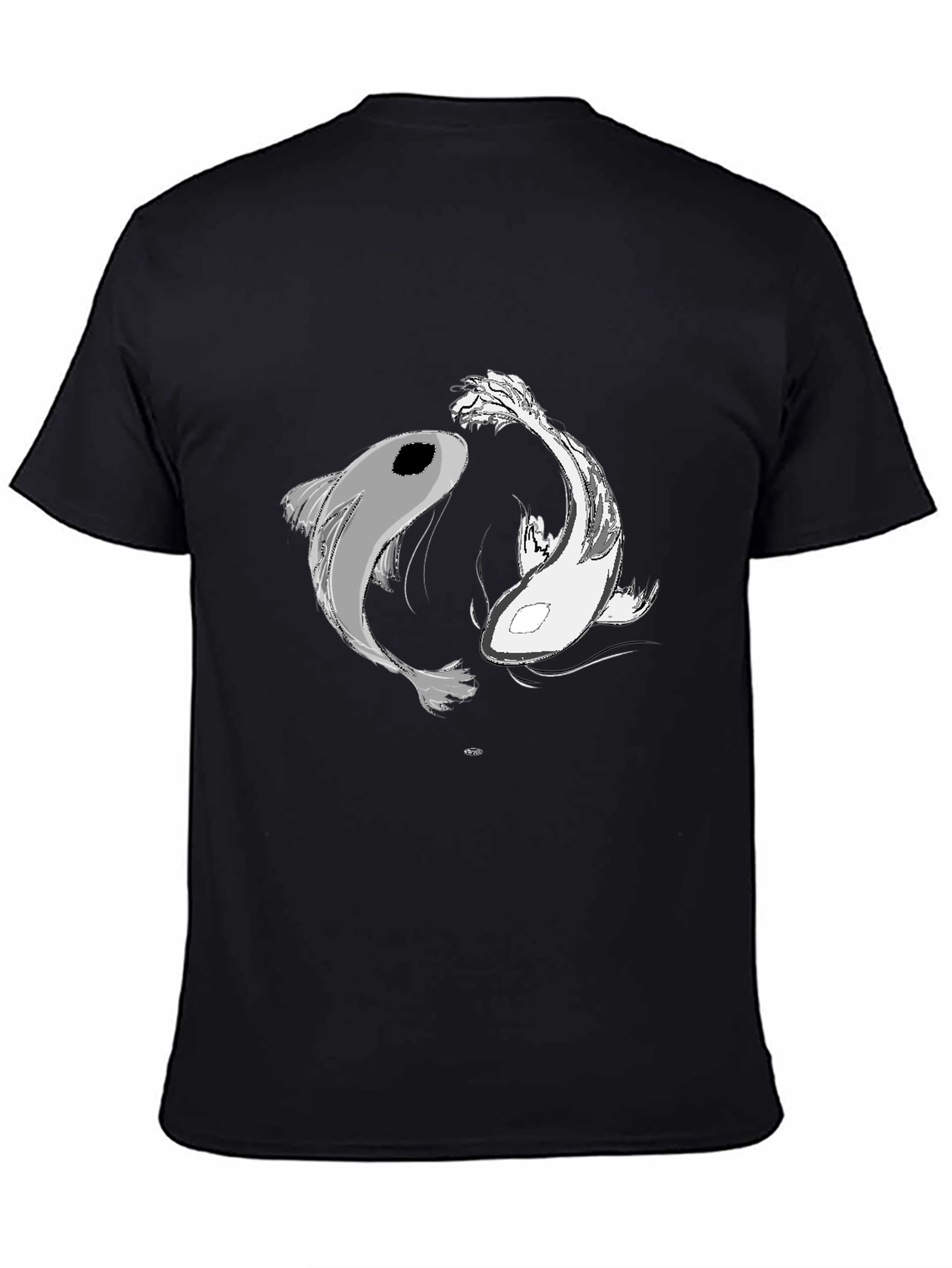 Yin Yang Koi Fish Graphic Tee - Black Unisex