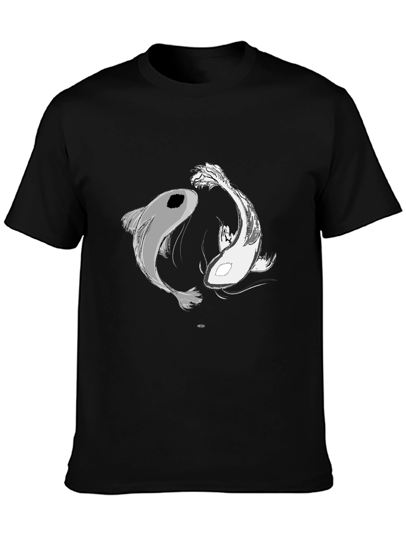 Yin Yang Koi Fish Graphic Tee - Black Unisex