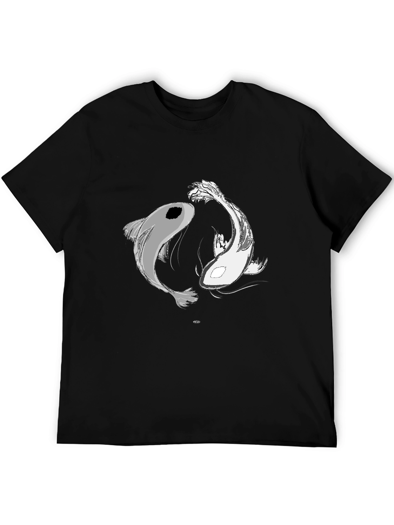 Yin Yang Koi Fish Graphic Tee - Black Unisex