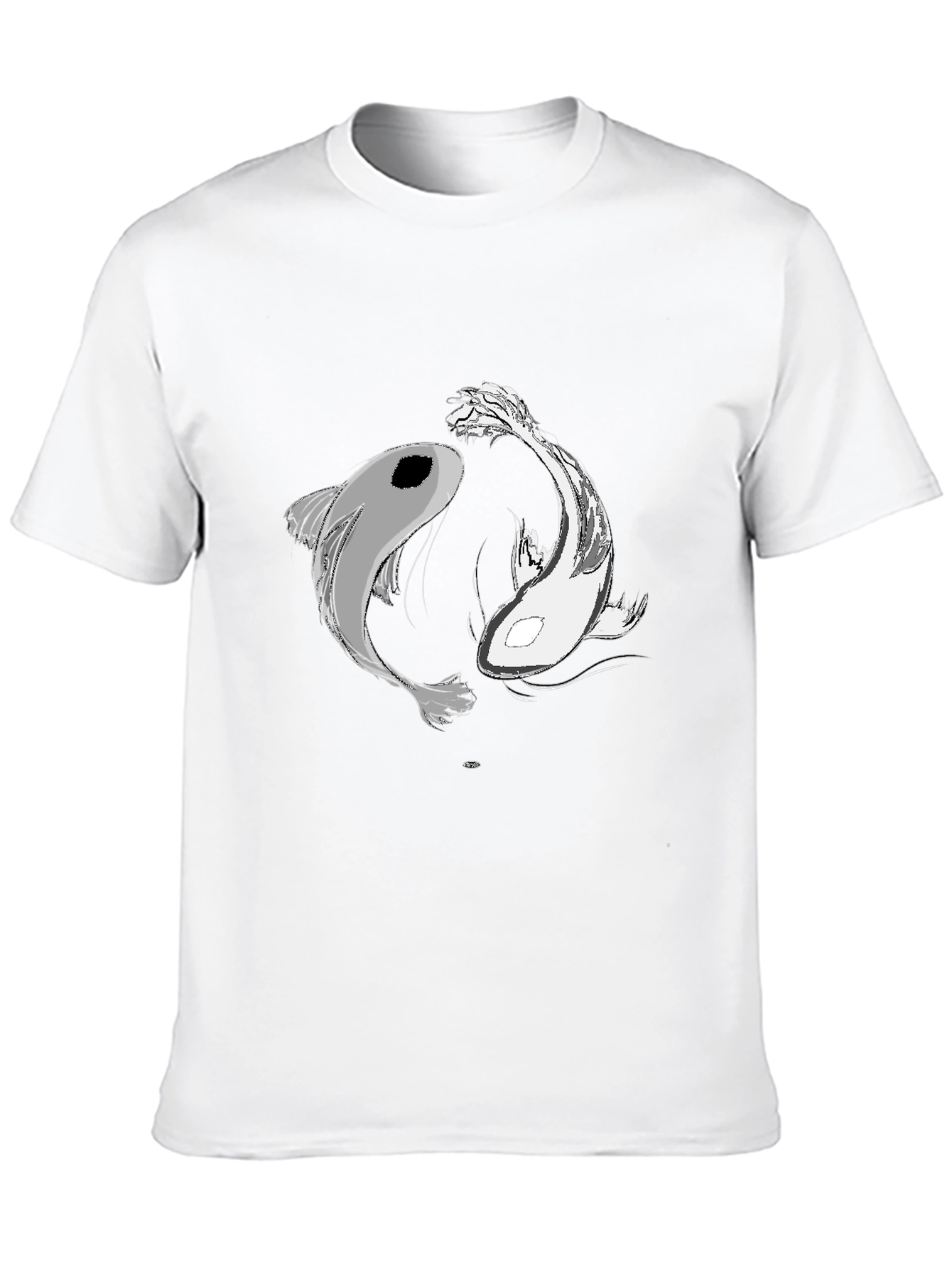 Yin Yang Koi Fish Graphic Tee - Black Unisex
