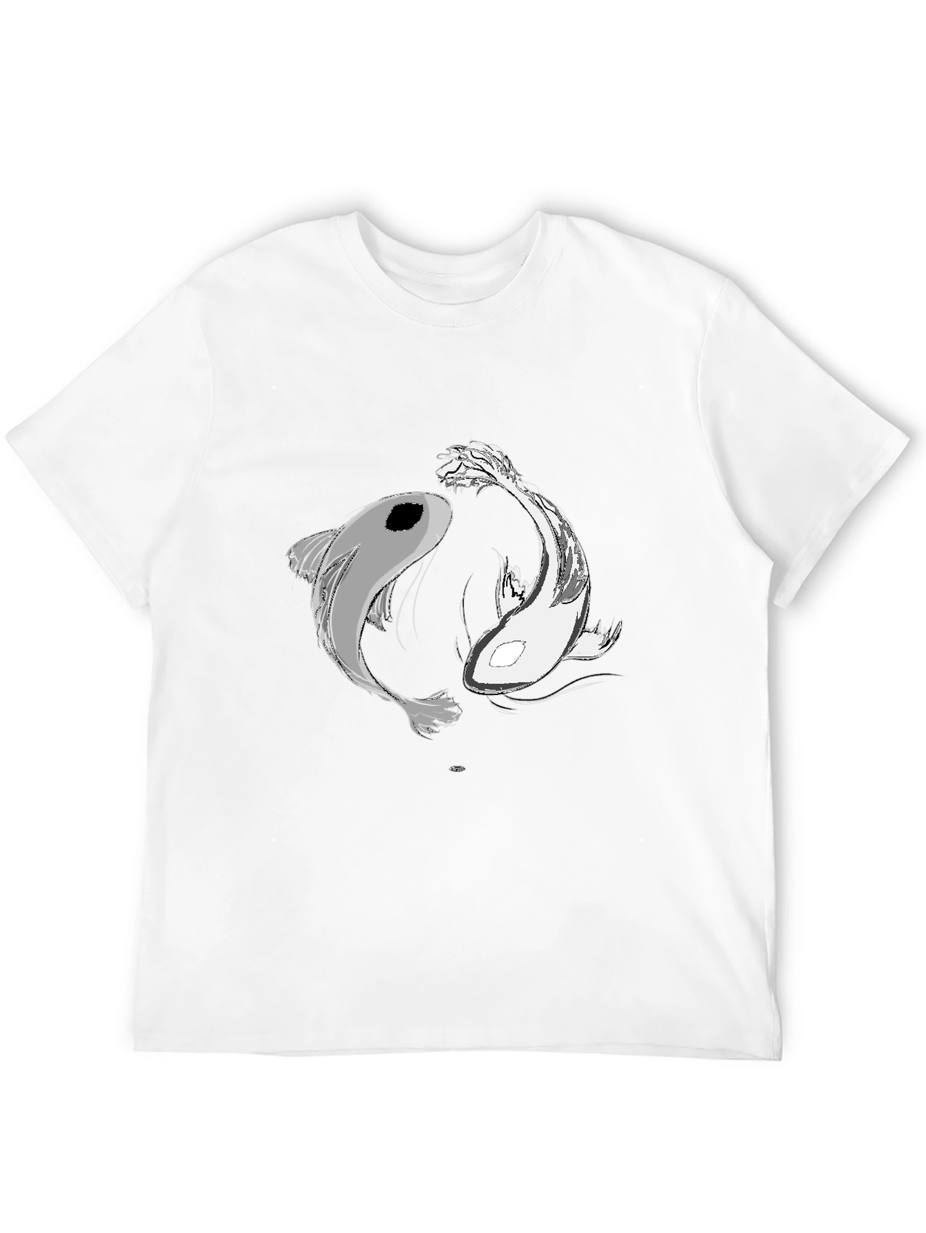Yin Yang Koi Fish Graphic Tee - Black Unisex