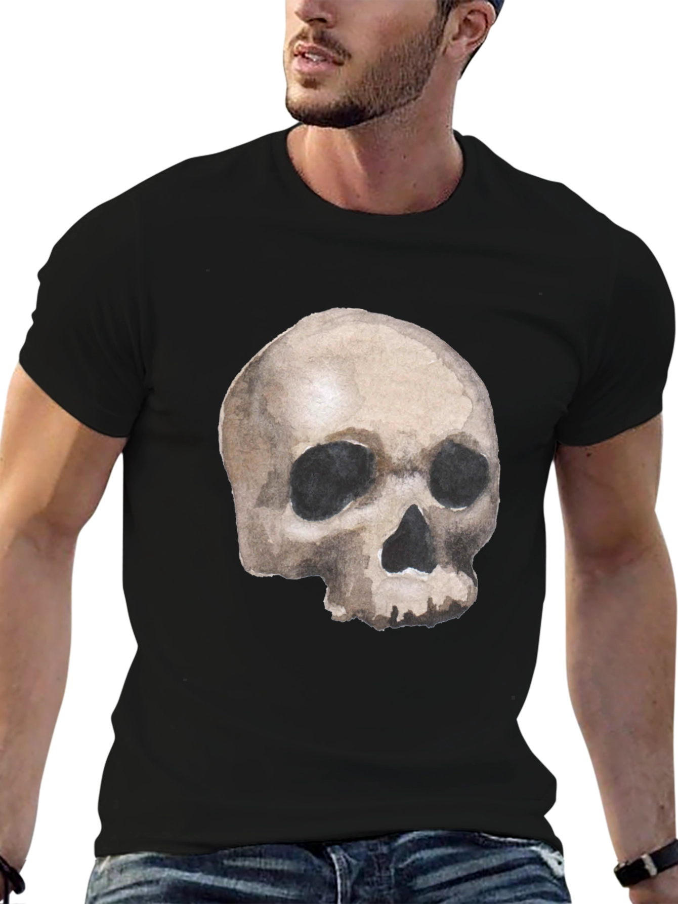 Skull Graphic T-Shirt - Black Cotton Tee